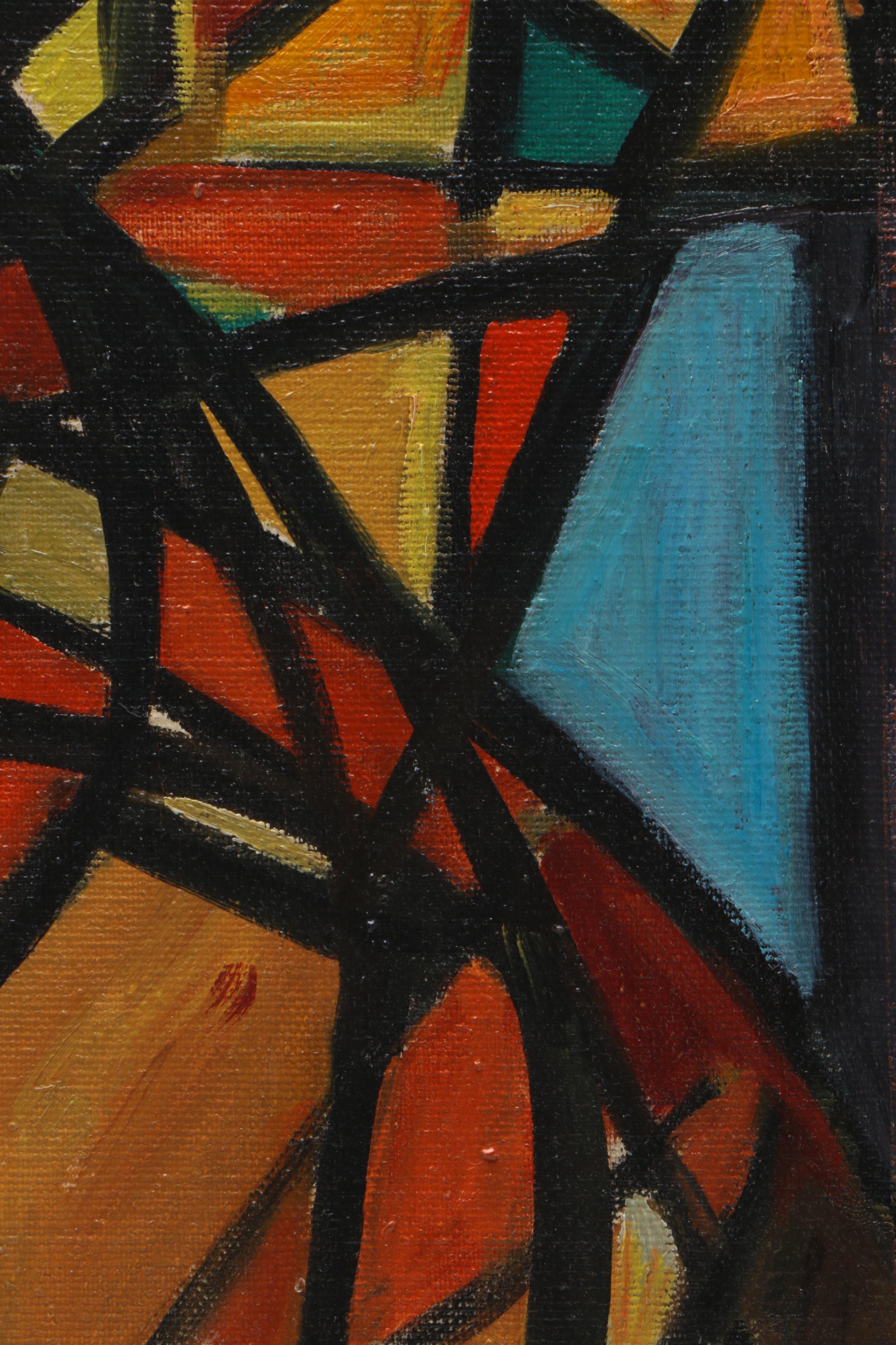 1959 M. W. Dominick Abstract Oil Painting on Canvas "Steeds"