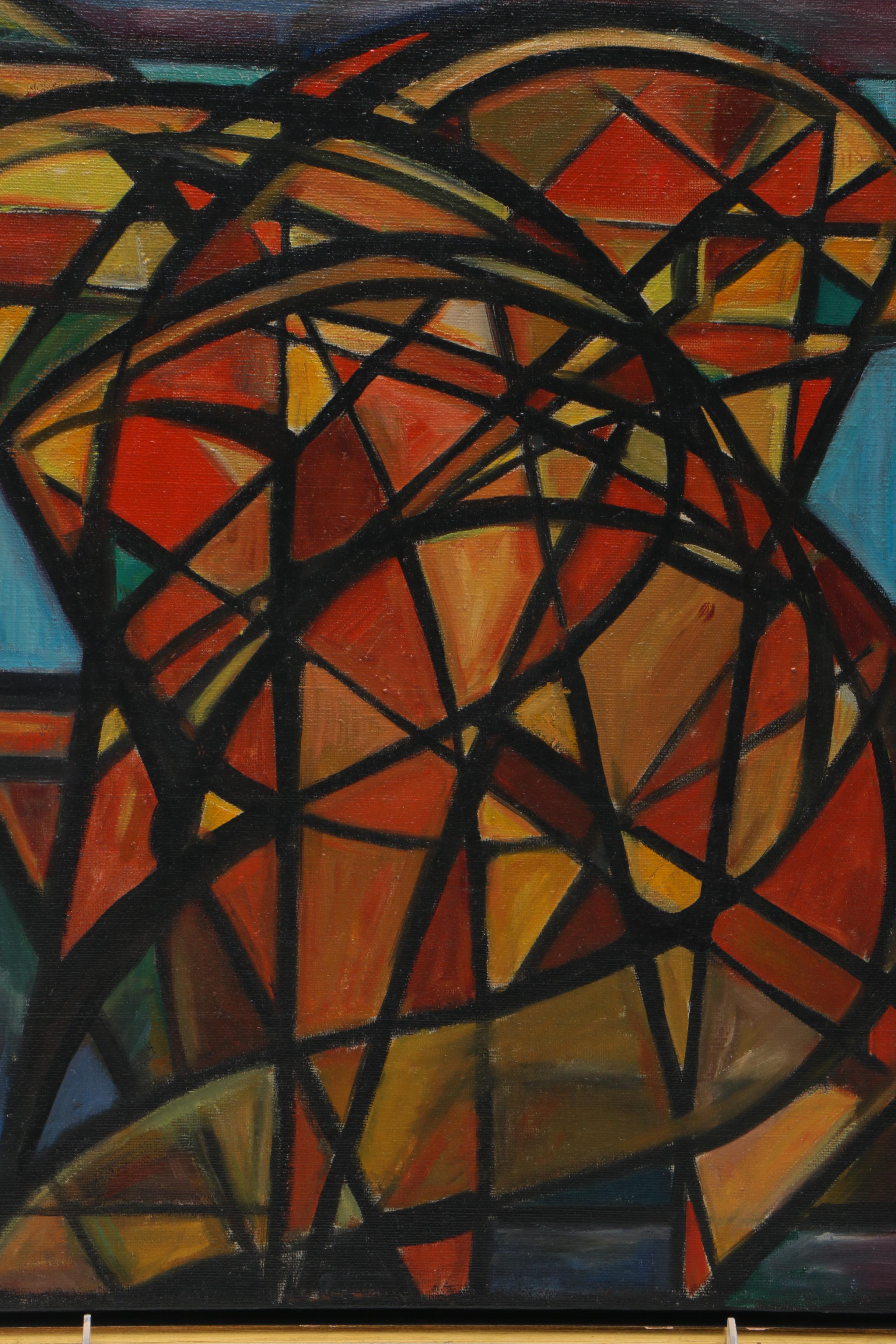 1959 M. W. Dominick Abstract Oil Painting on Canvas "Steeds"