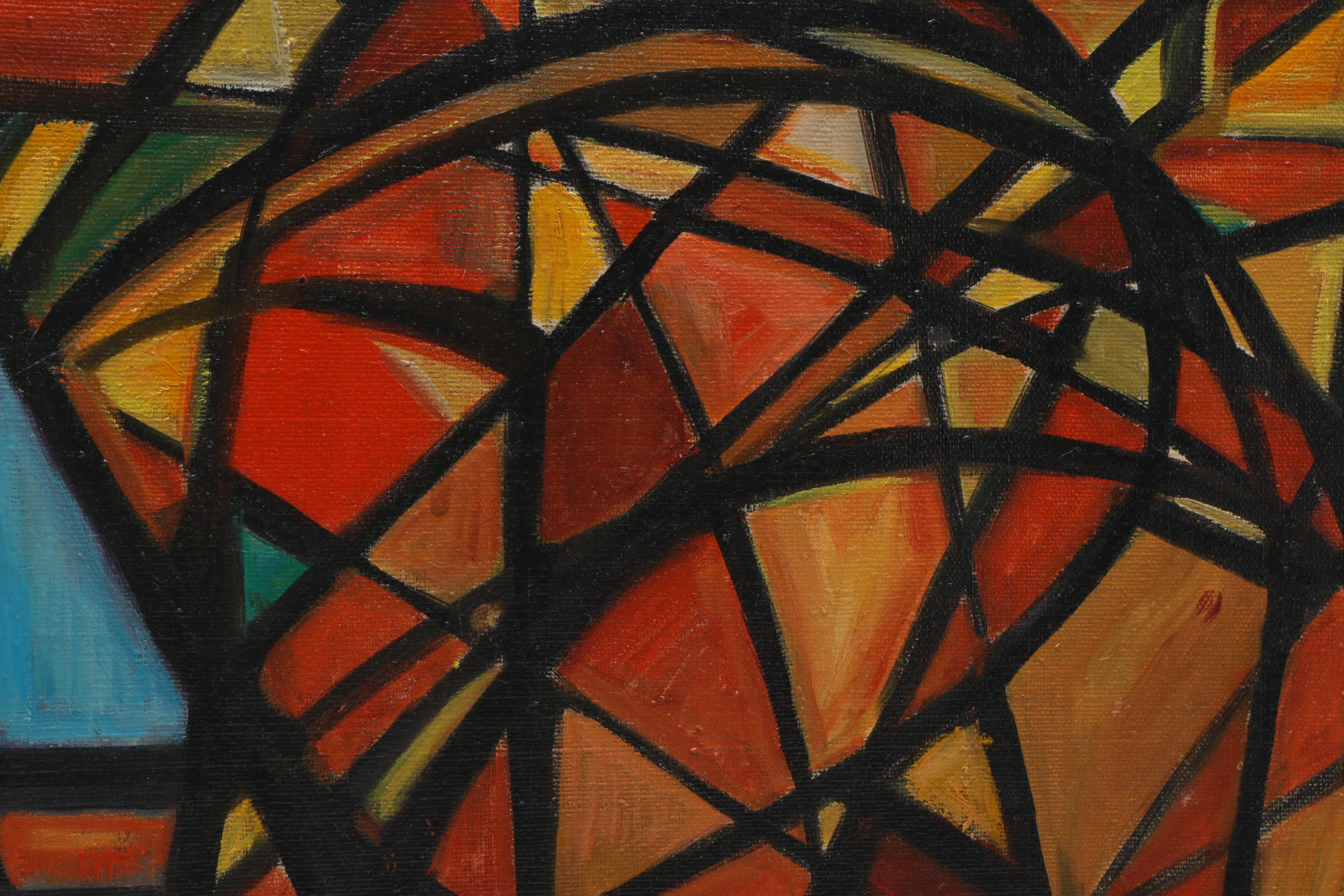 1959 M. W. Dominick Abstract Oil Painting on Canvas "Steeds"