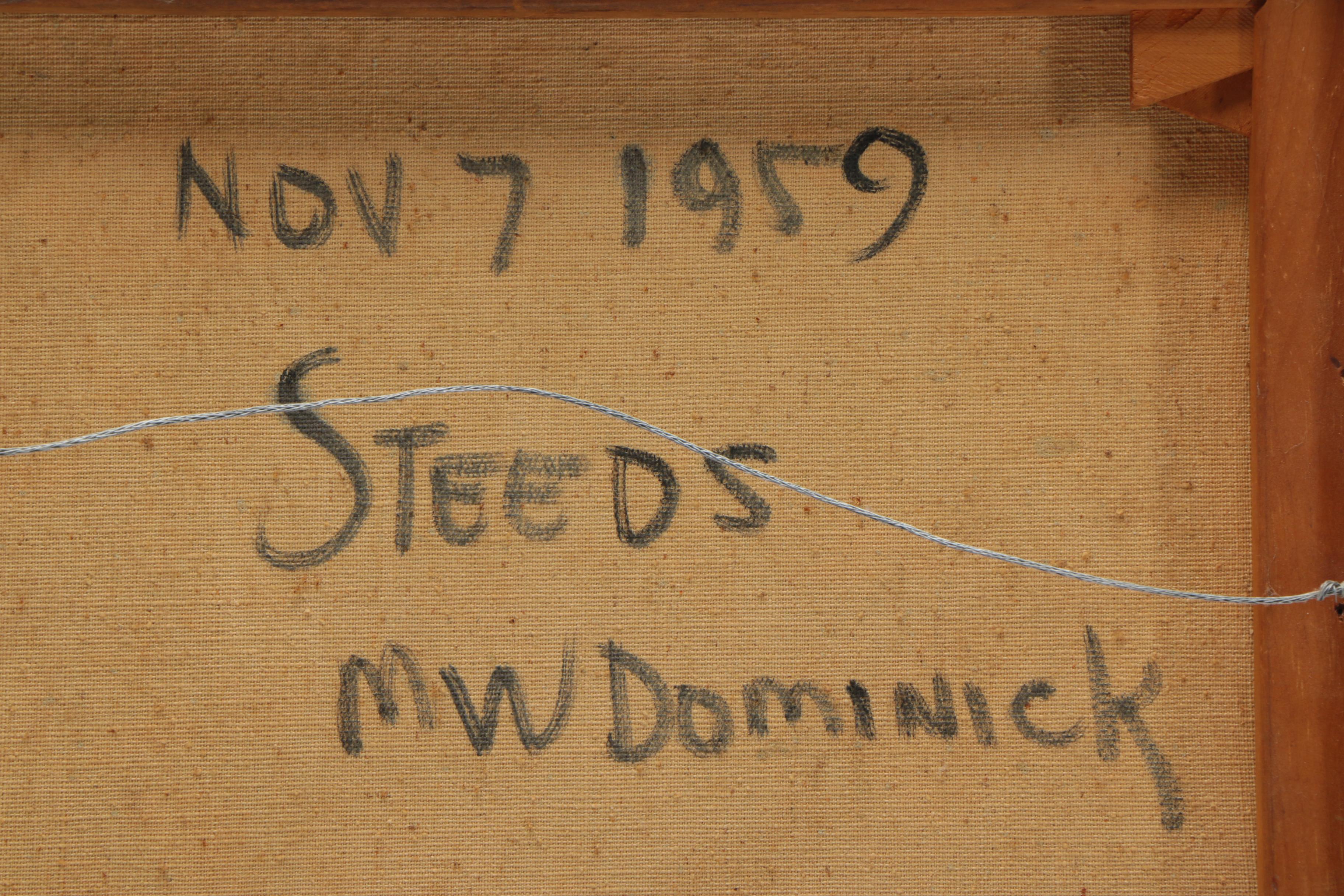 1959 M. W. Dominick Abstract Oil Painting on Canvas "Steeds"