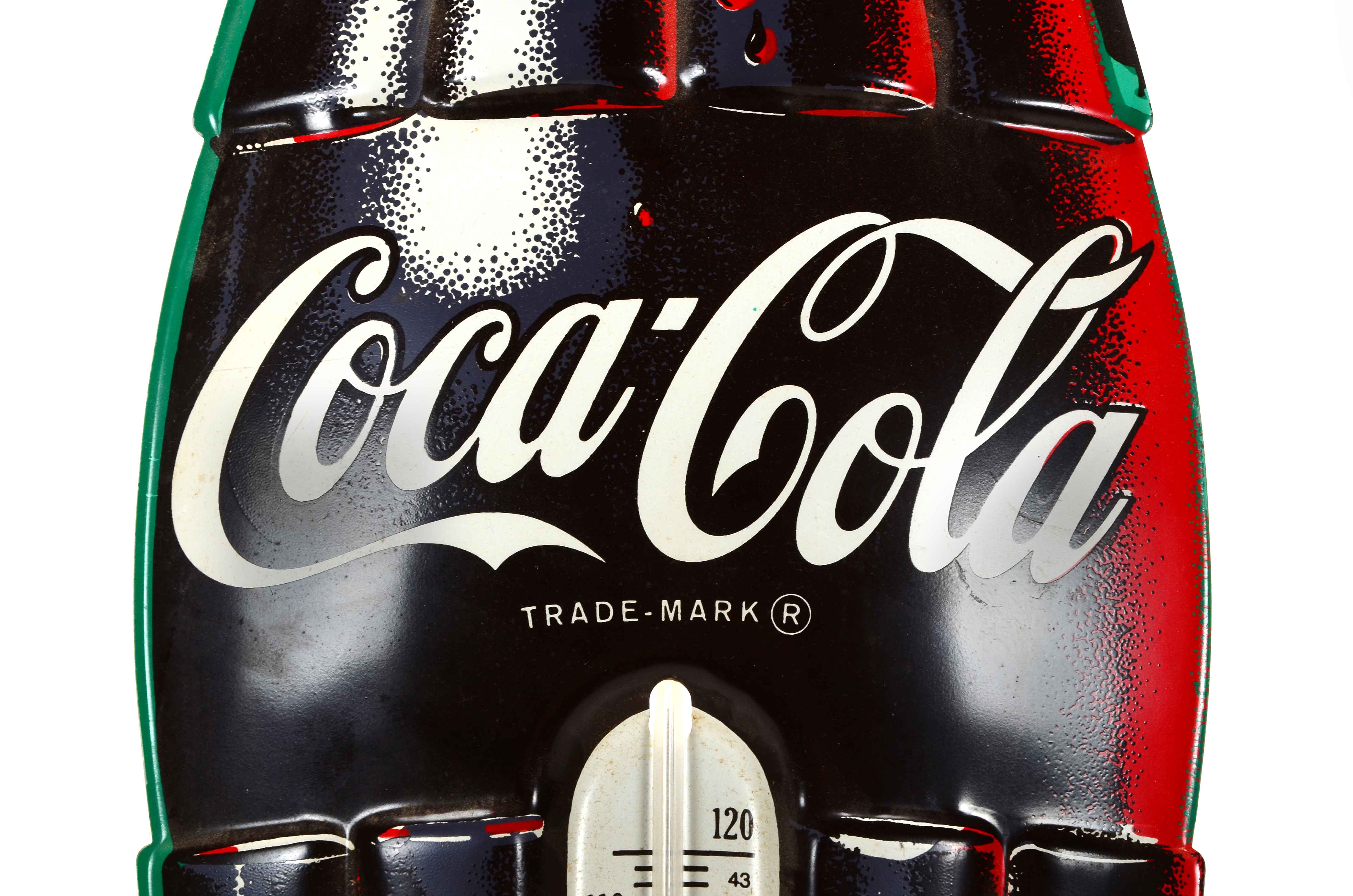 Large Coca-Cola Metal Advertising Thermometer