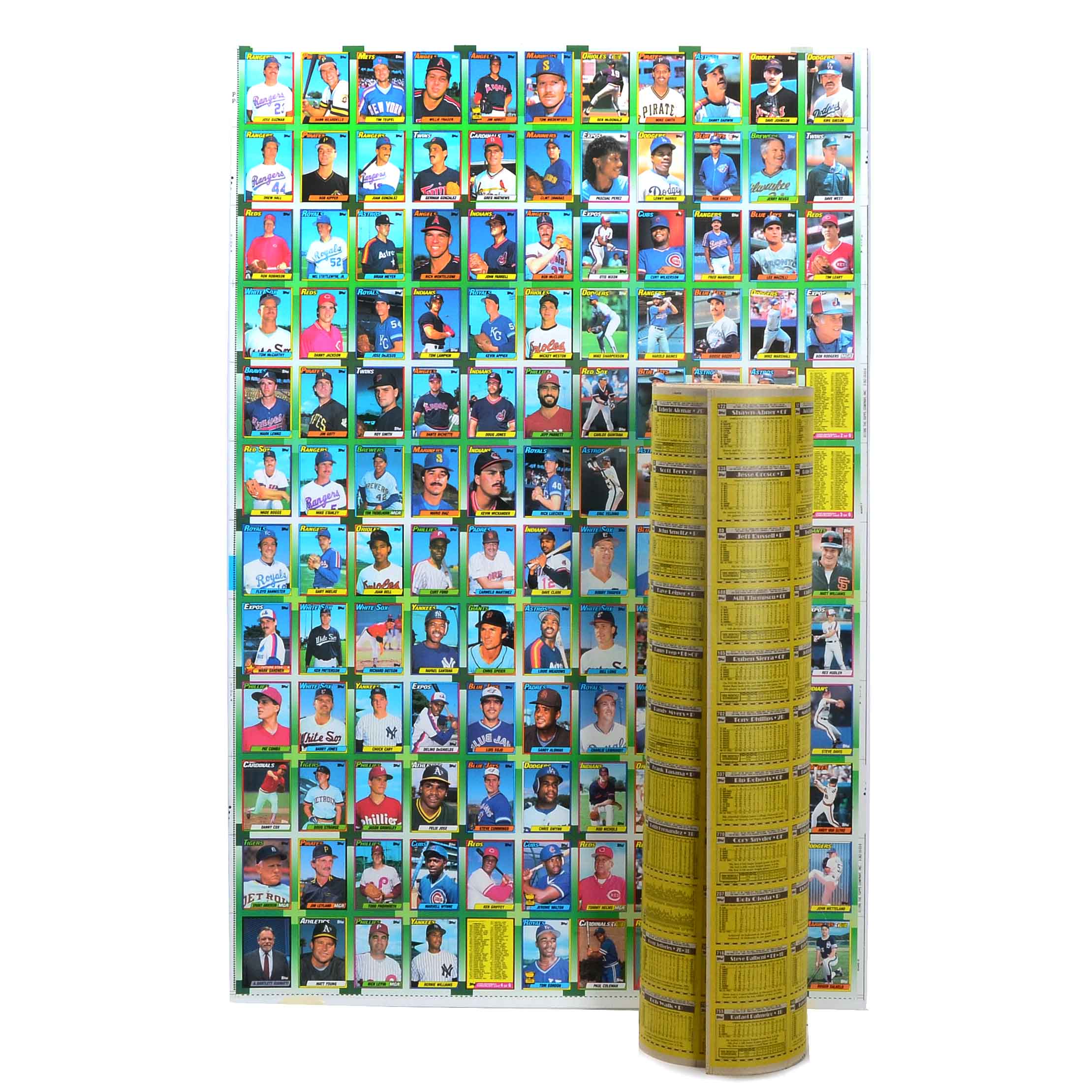 Four Early 1990s Topps Baseball Cards Uncut Sheets