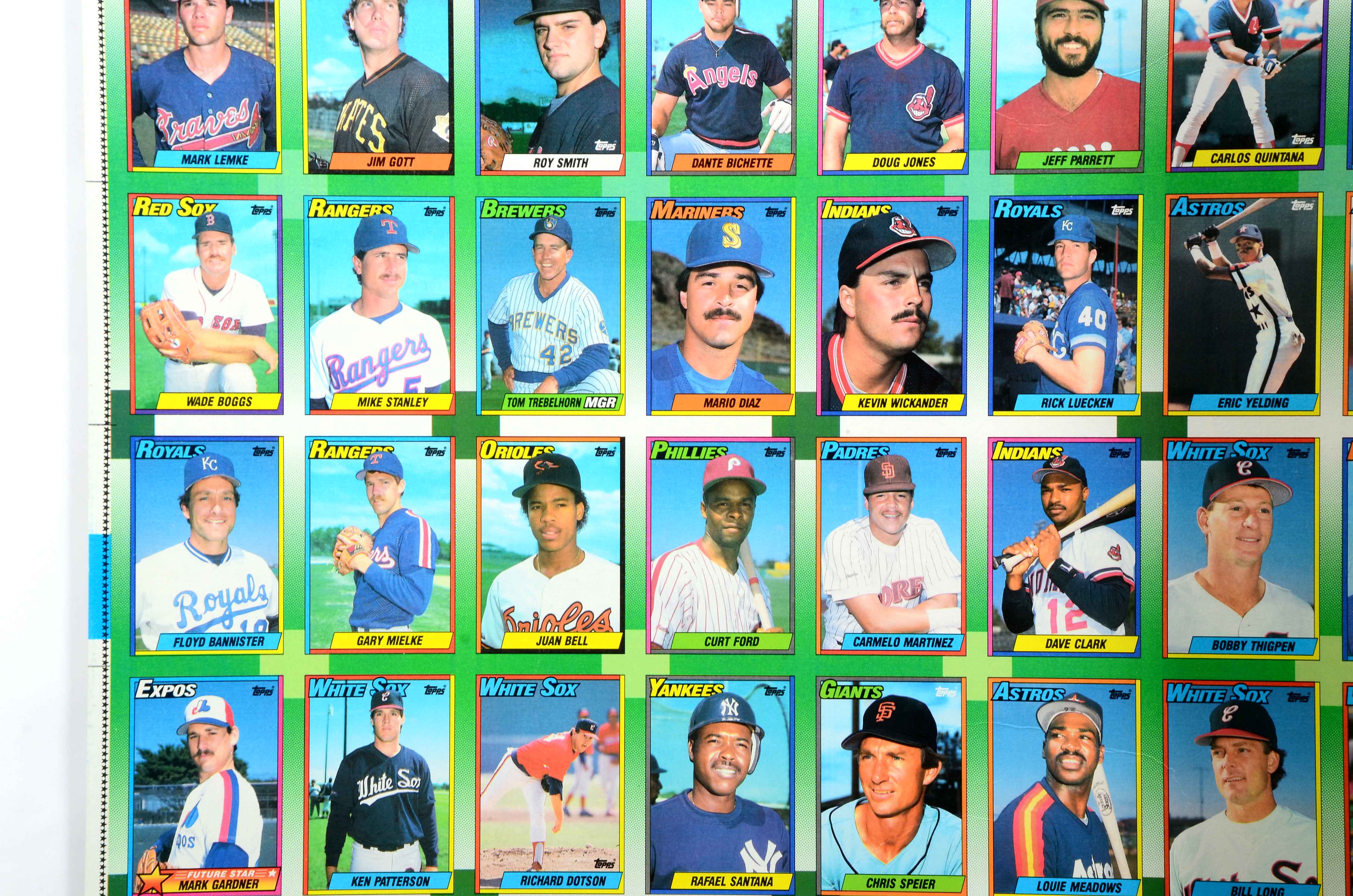 Four Early 1990s Topps Baseball Cards Uncut Sheets