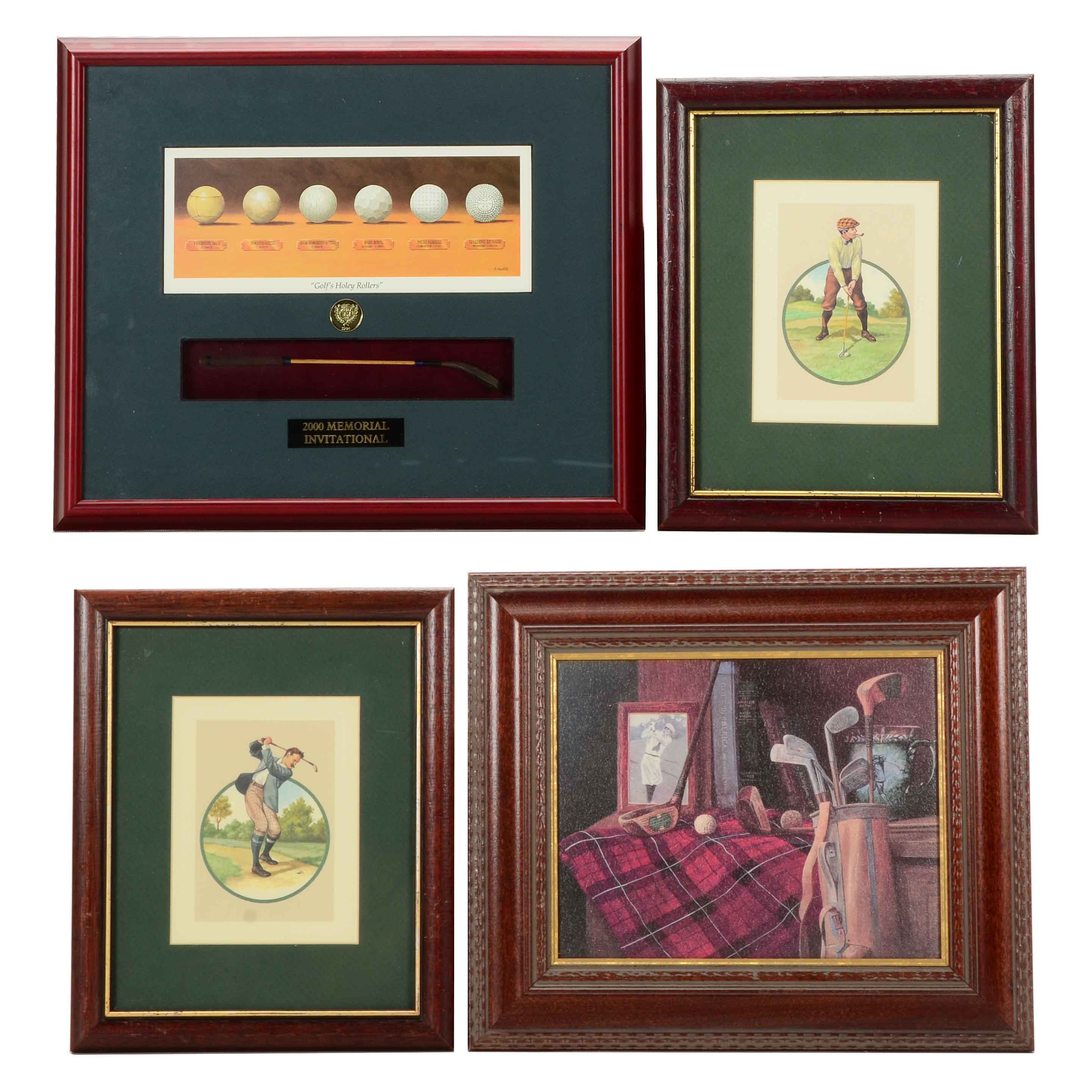 Four Framed Golf Decor Items