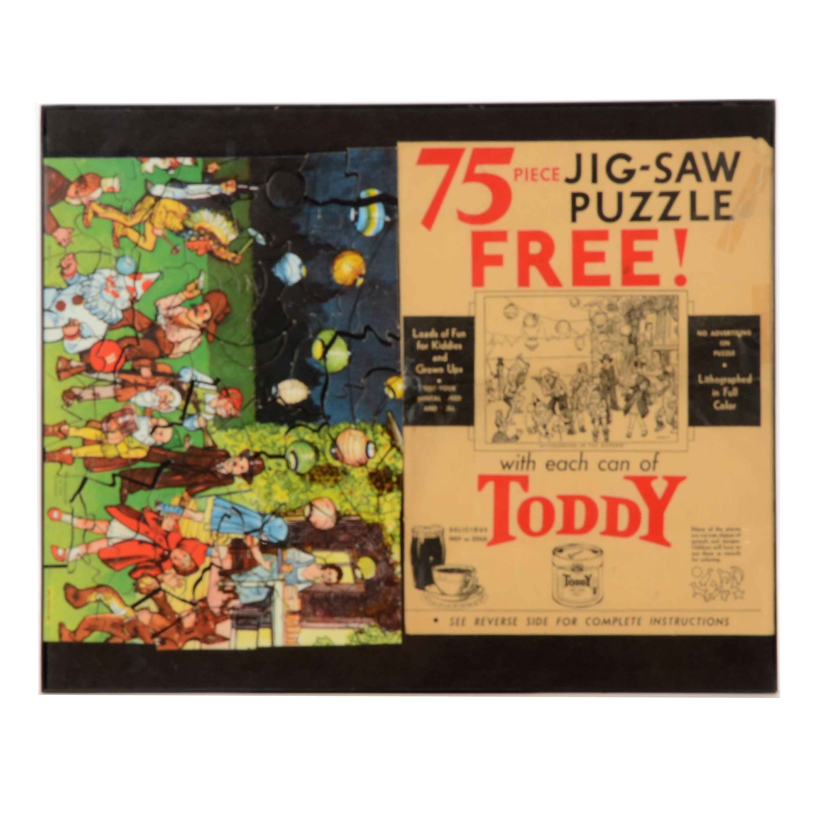 1940s-1950s "Toddy" Chocolate Malt Drink Advertisement and Premium Puzzle