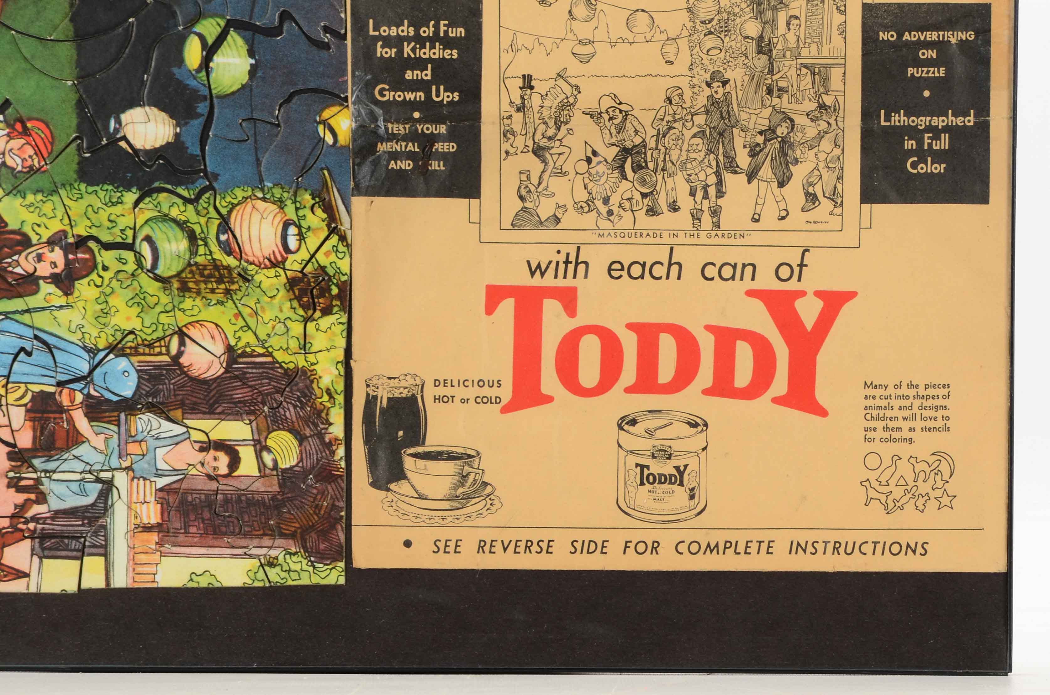 1940s-1950s "Toddy" Chocolate Malt Drink Advertisement and Premium Puzzle