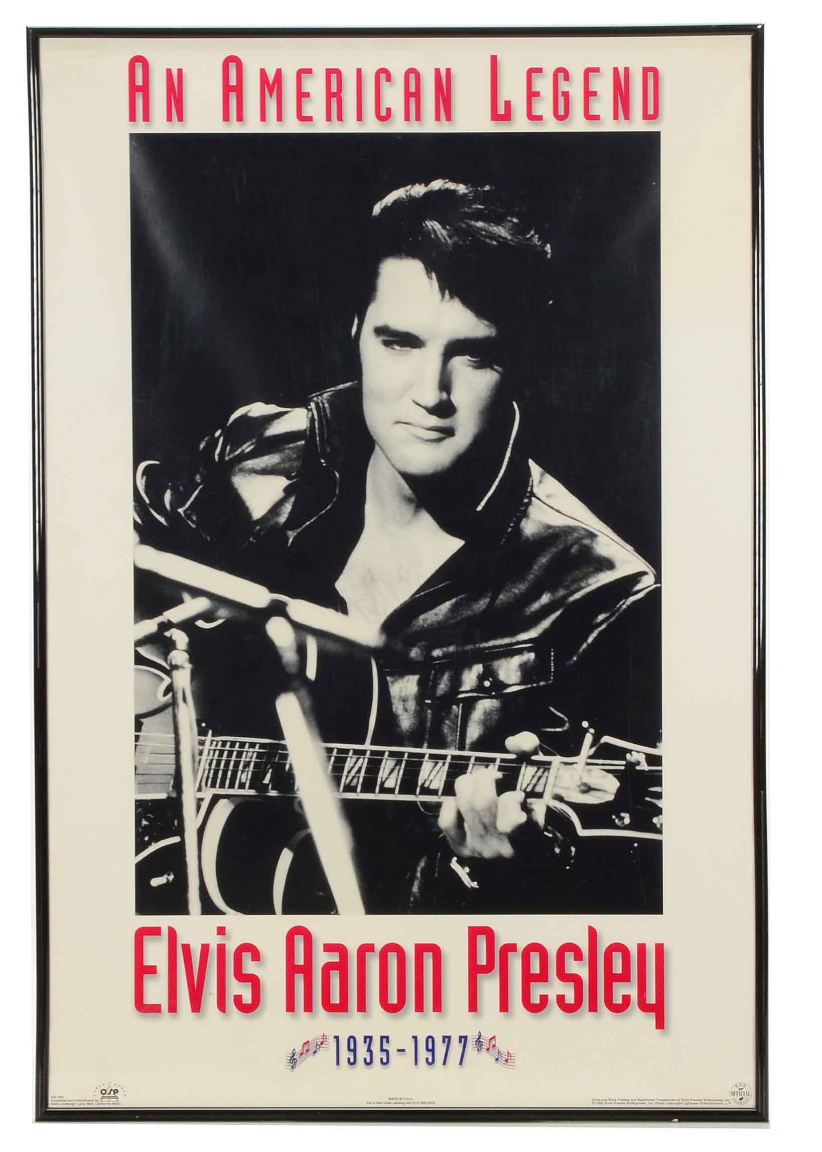 Pair Of Elvis Presley Commemorative Framed Music Posters