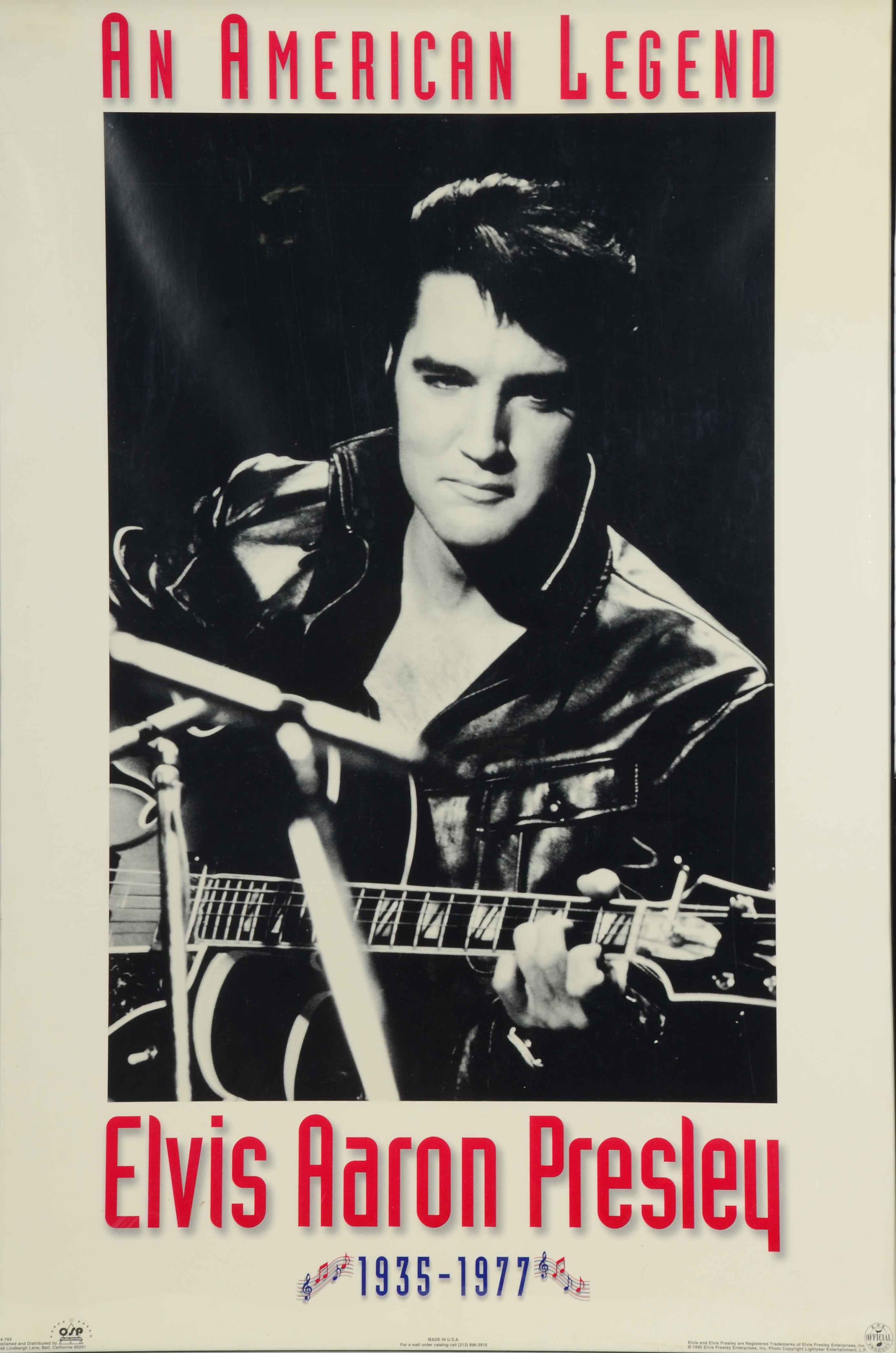 Pair Of Elvis Presley Commemorative Framed Music Posters