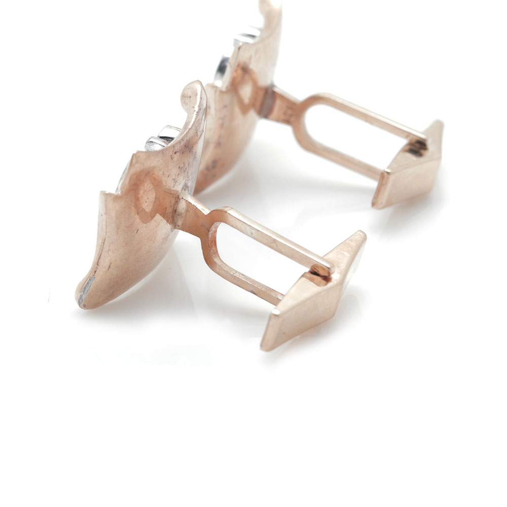 14K Yellow and White Gold Initial Cufflinks