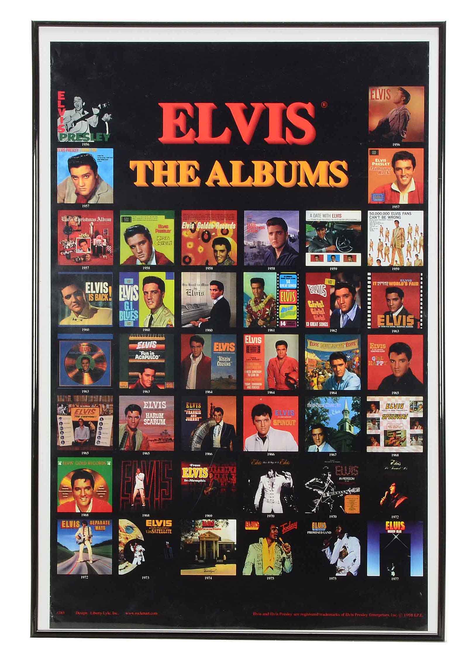 Pair Of Elvis Presley Commemorative Framed Music Posters