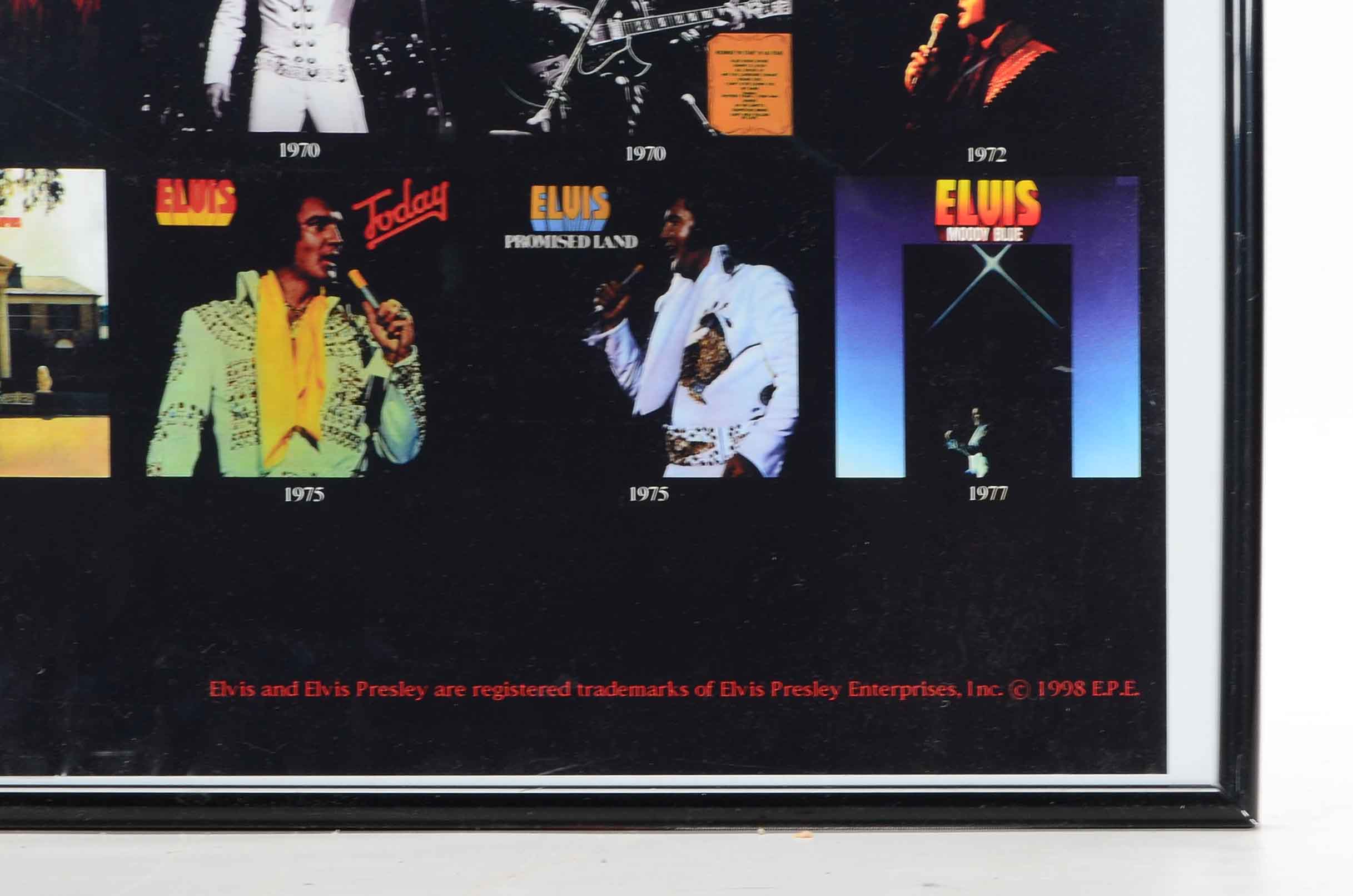 Pair Of Elvis Presley Commemorative Framed Music Posters