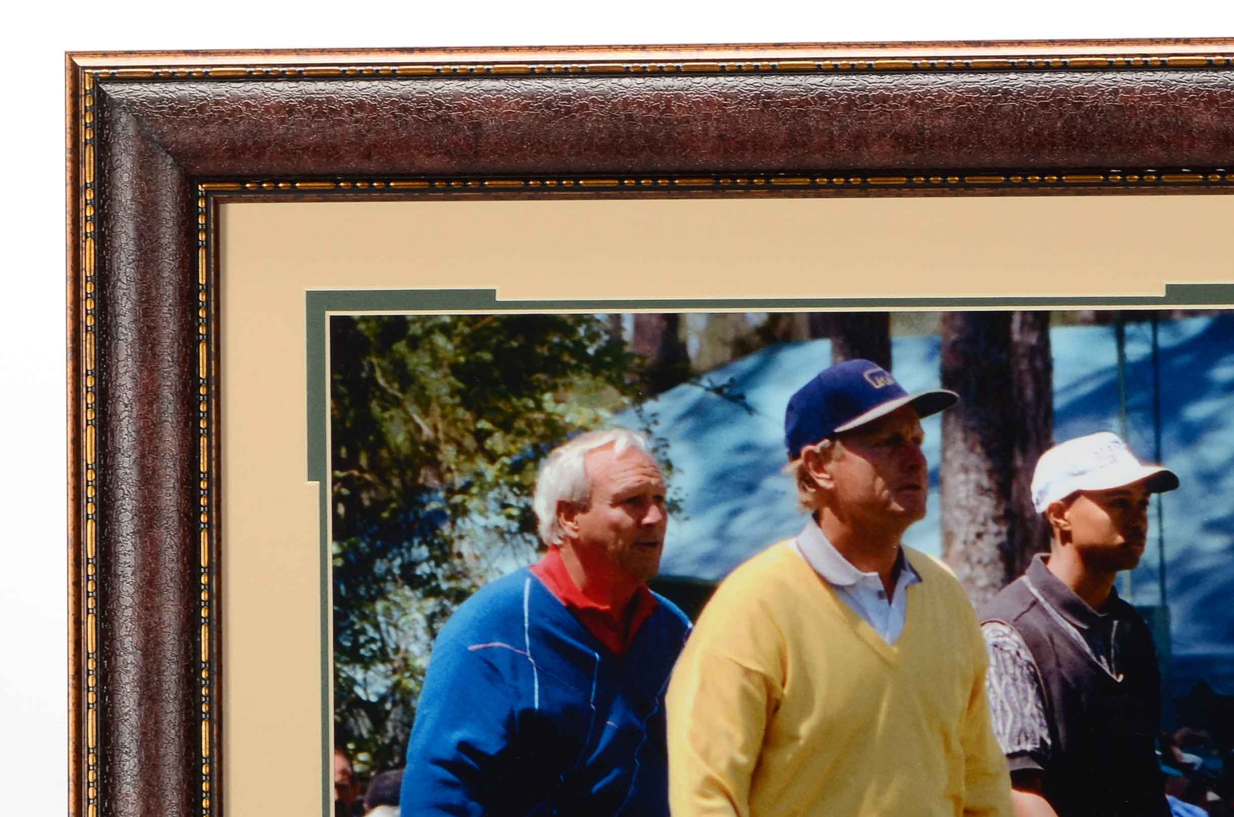 "Masters Champions" Nicklaus, Palmer, and Woods Framed PGA Golf Display