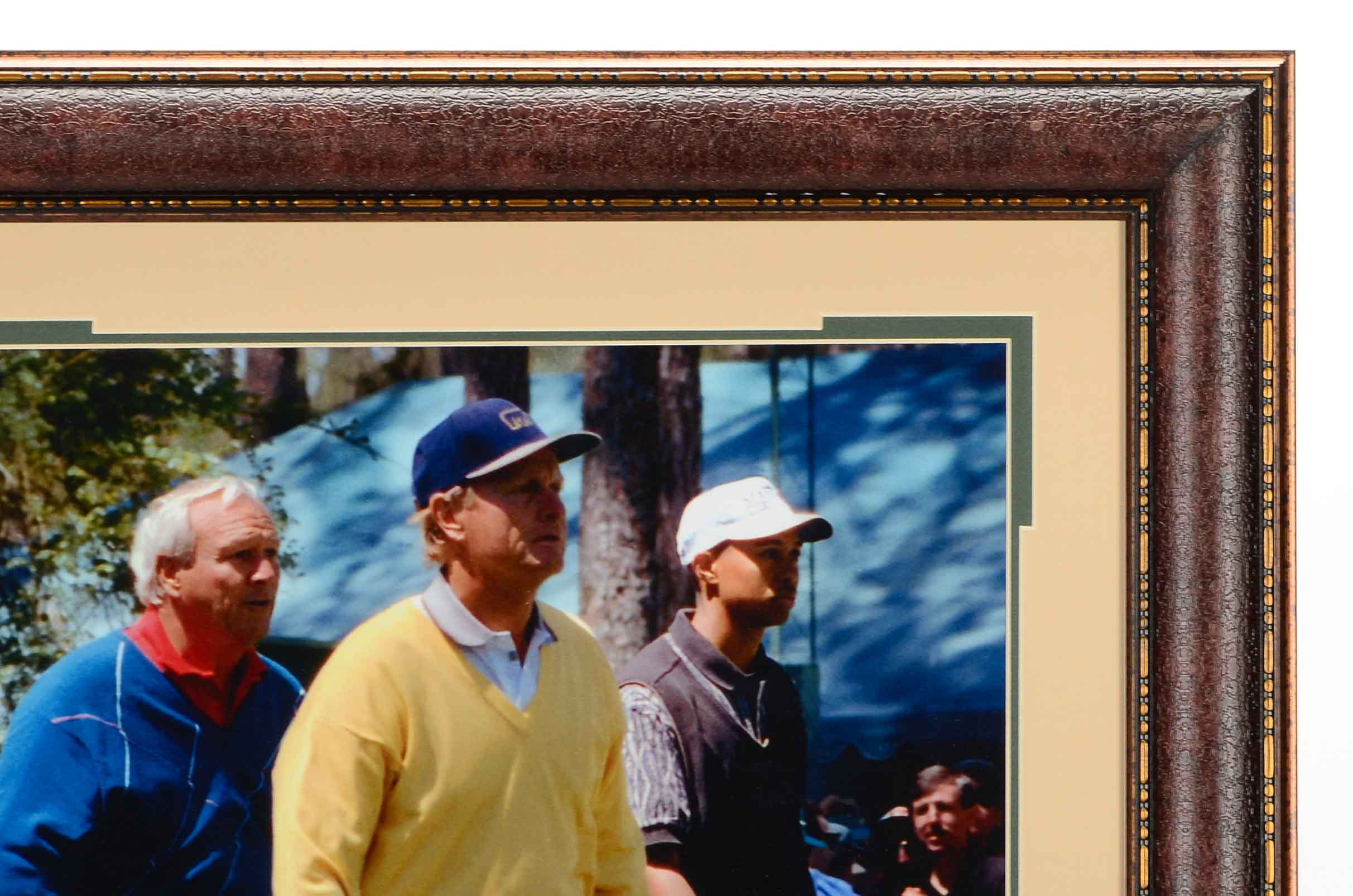 "Masters Champions" Nicklaus, Palmer, and Woods Framed PGA Golf Display