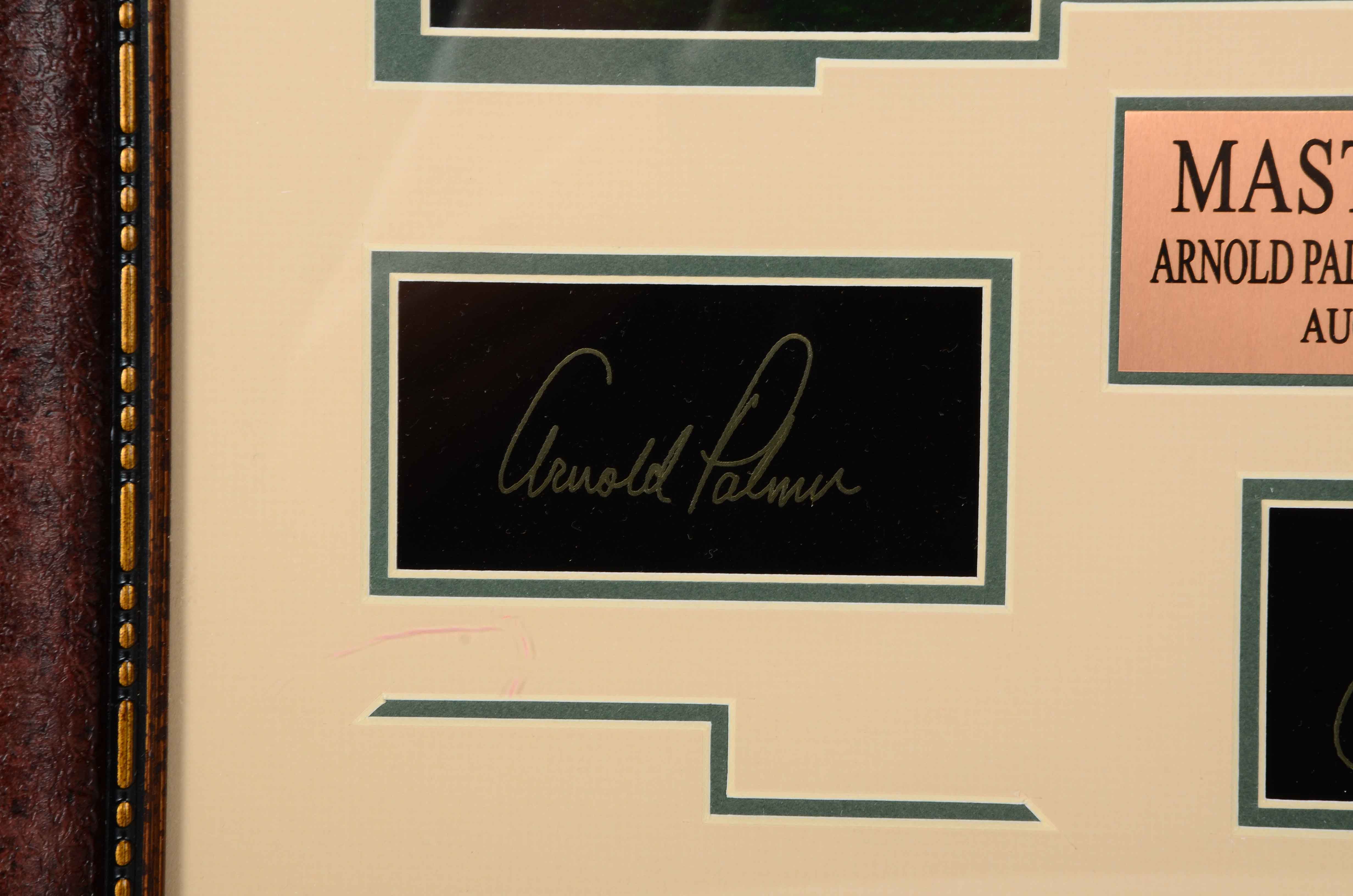 "Masters Champions" Nicklaus, Palmer, and Woods Framed PGA Golf Display