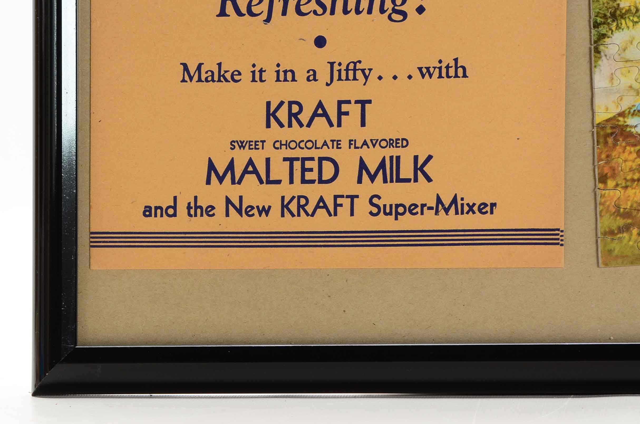1940s-1950s Kraft Malted Milk Advertisement With Native American Puzzle