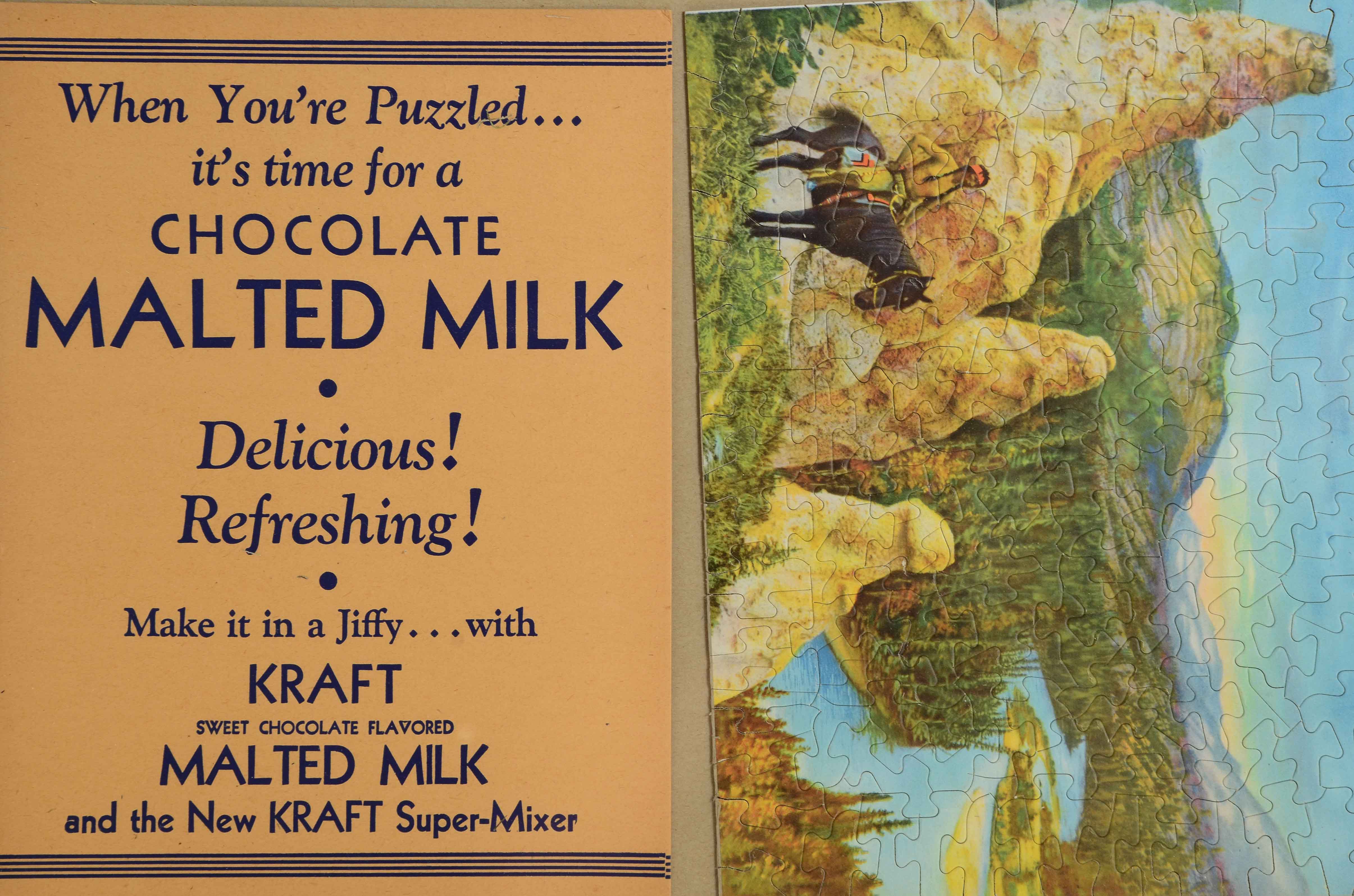 1940s-1950s Kraft Malted Milk Advertisement With Native American Puzzle