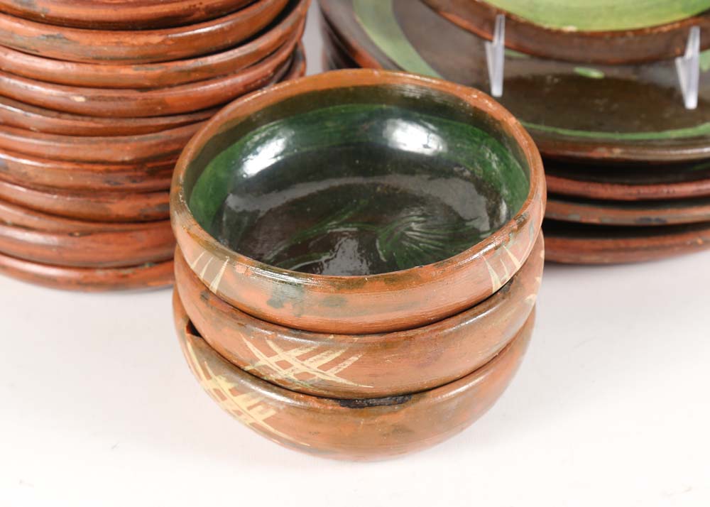 Hand Thrown and Hand-Painted Terracotta Tableware Set