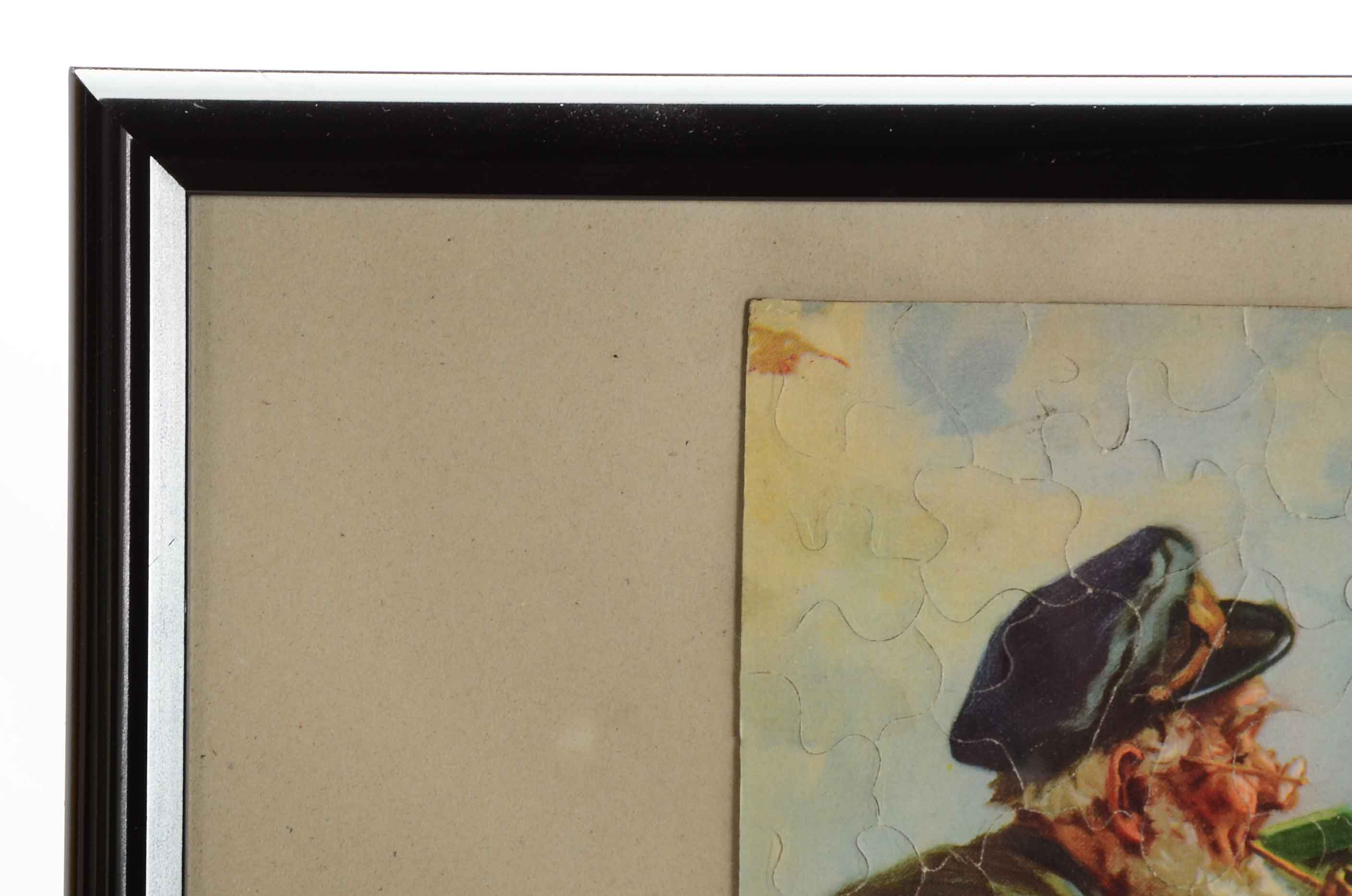 1940s/50s "Old Dutch Coffee" Framed Advertisement With Premium Jigsaw Puzzle