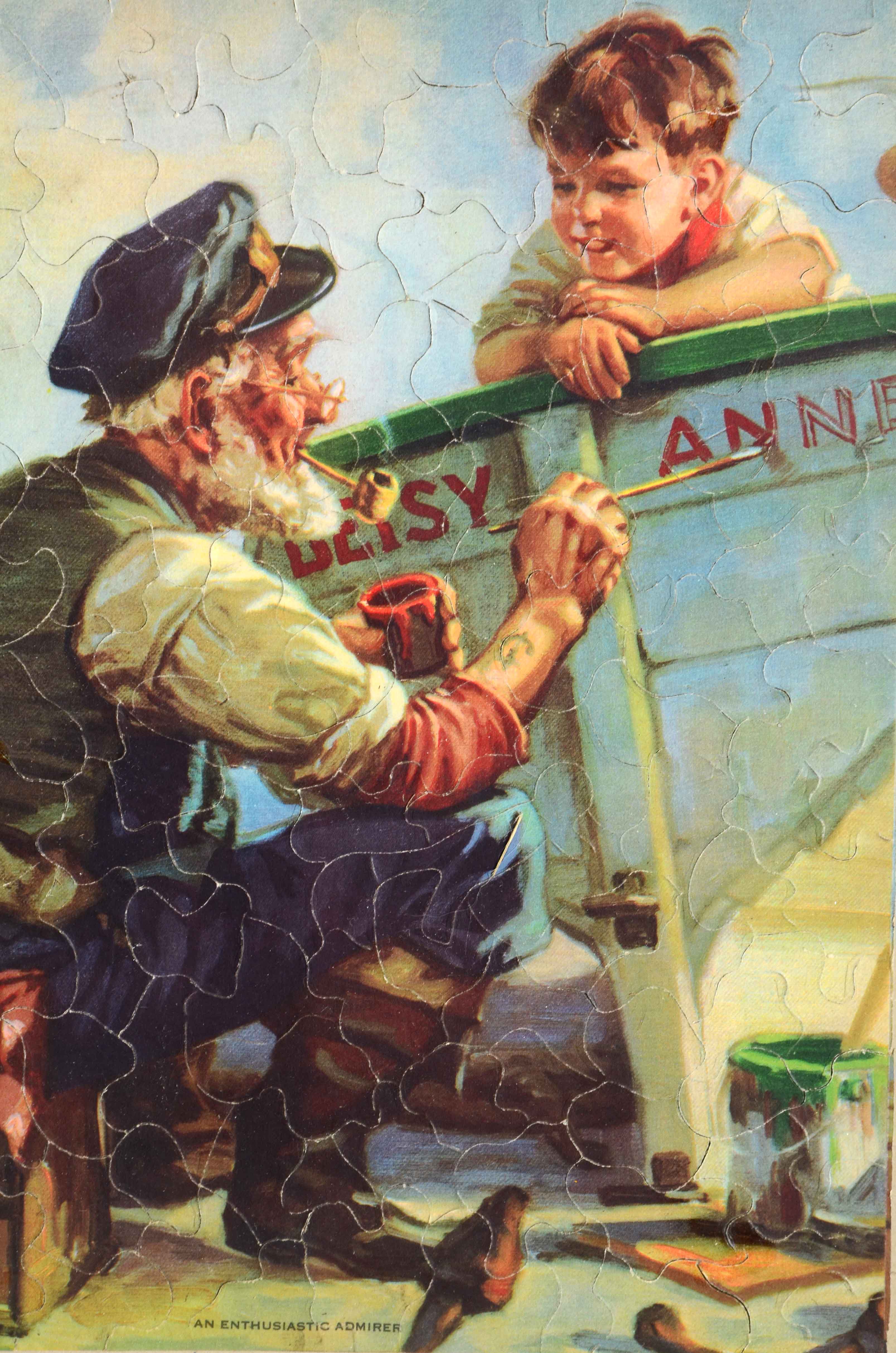 1940s/50s "Old Dutch Coffee" Framed Advertisement With Premium Jigsaw Puzzle