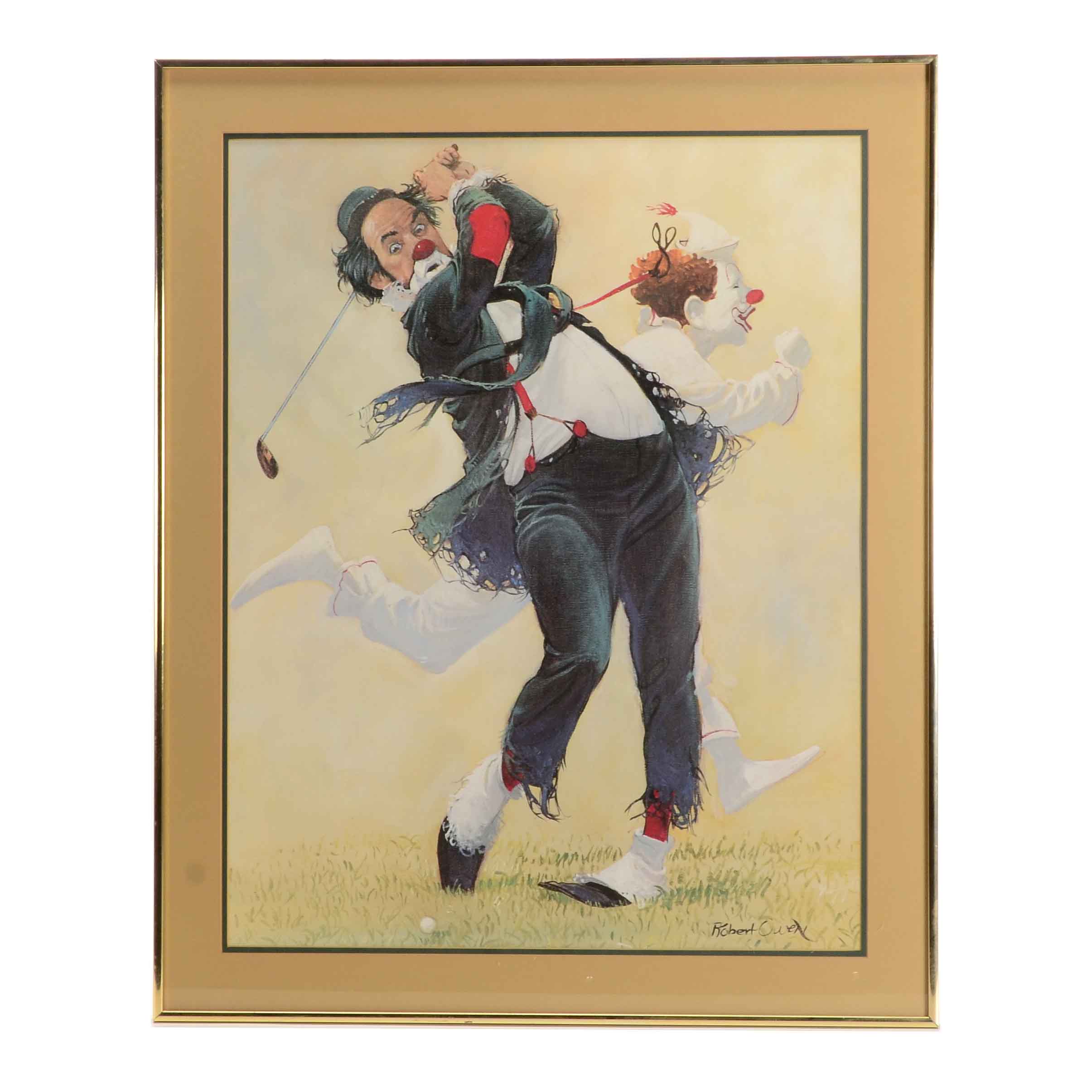 Robert Owen Golfing Clown Print