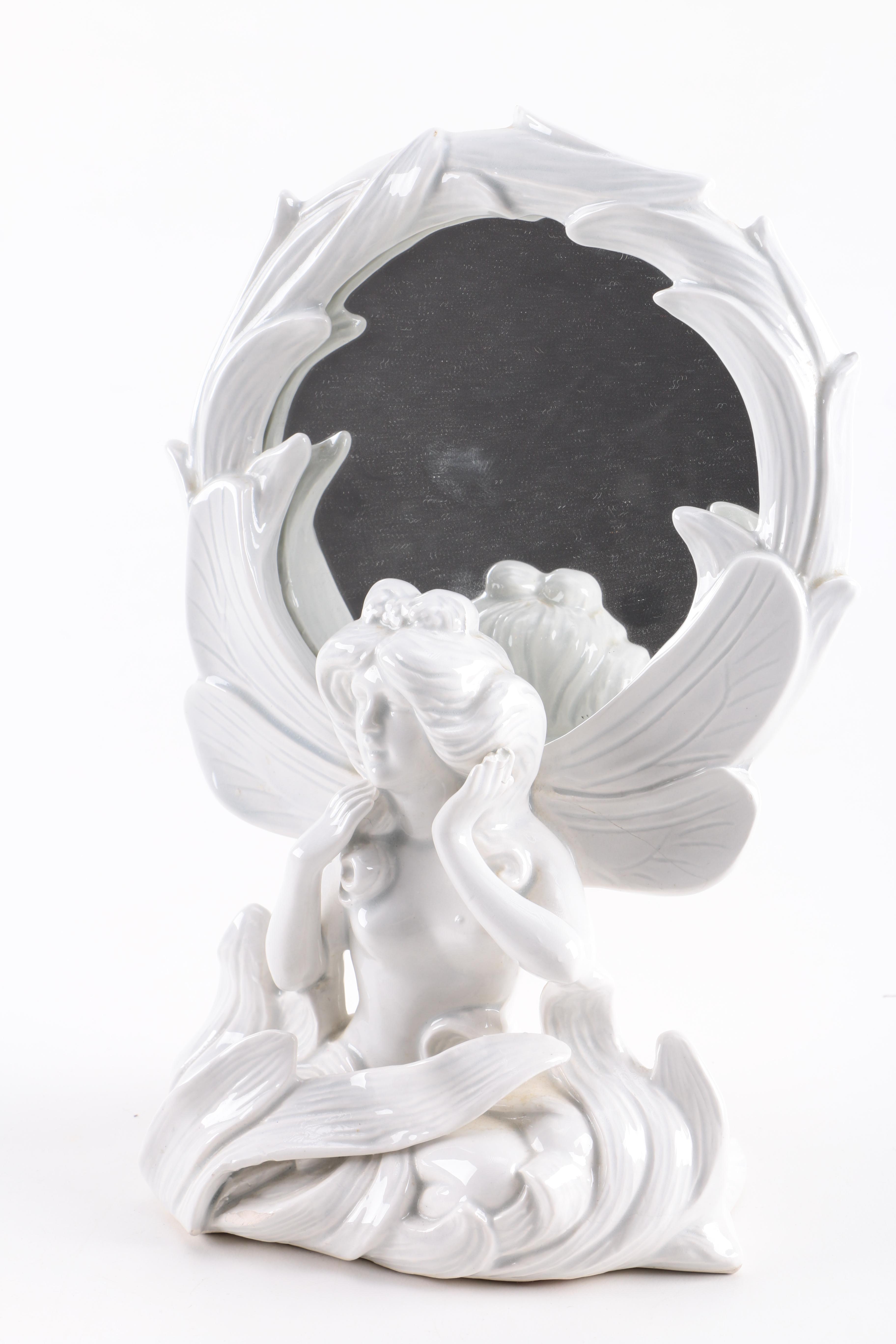 Vintage White Porcelain Décor including a Fitz & Floyd Mirror