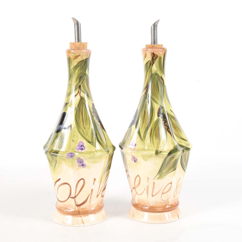 Oil and Vinegar Cruets and Plates