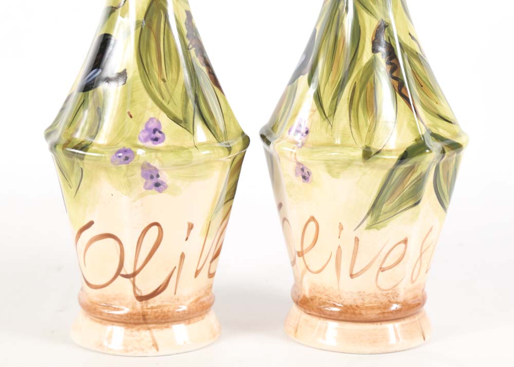 Oil and Vinegar Cruets and Plates