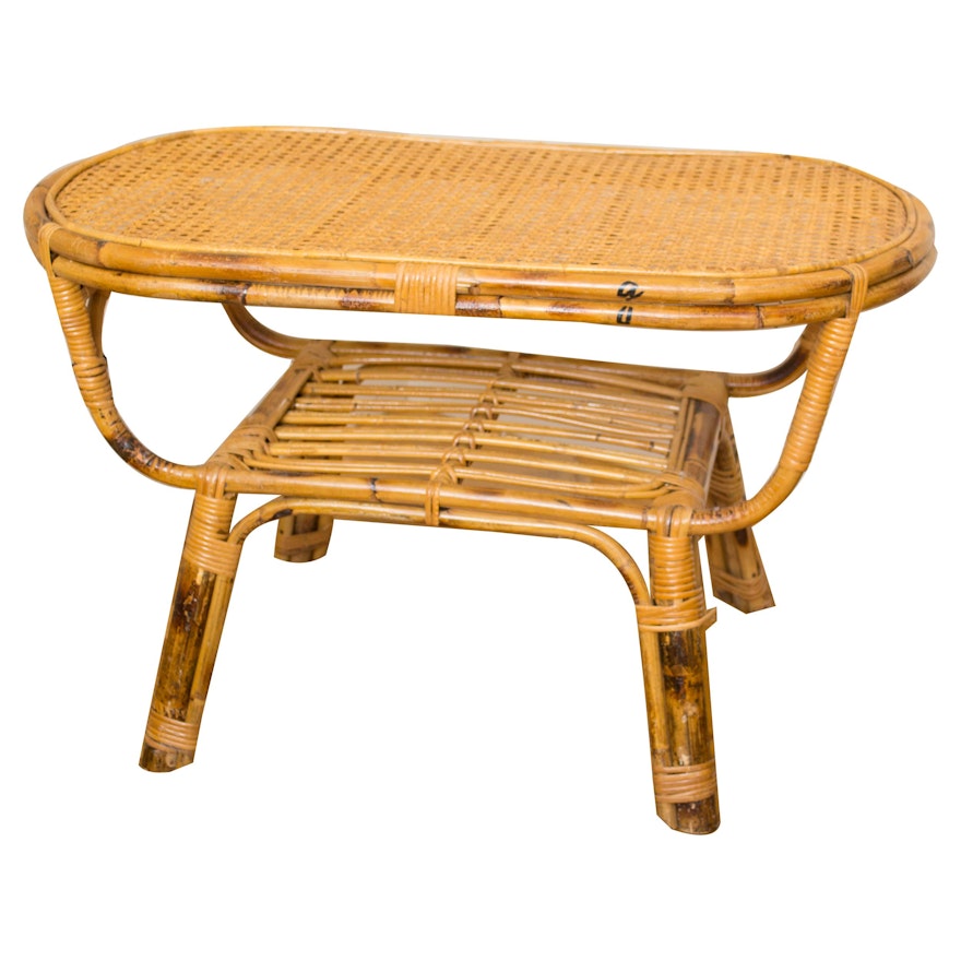 Caned Rattan Side Table