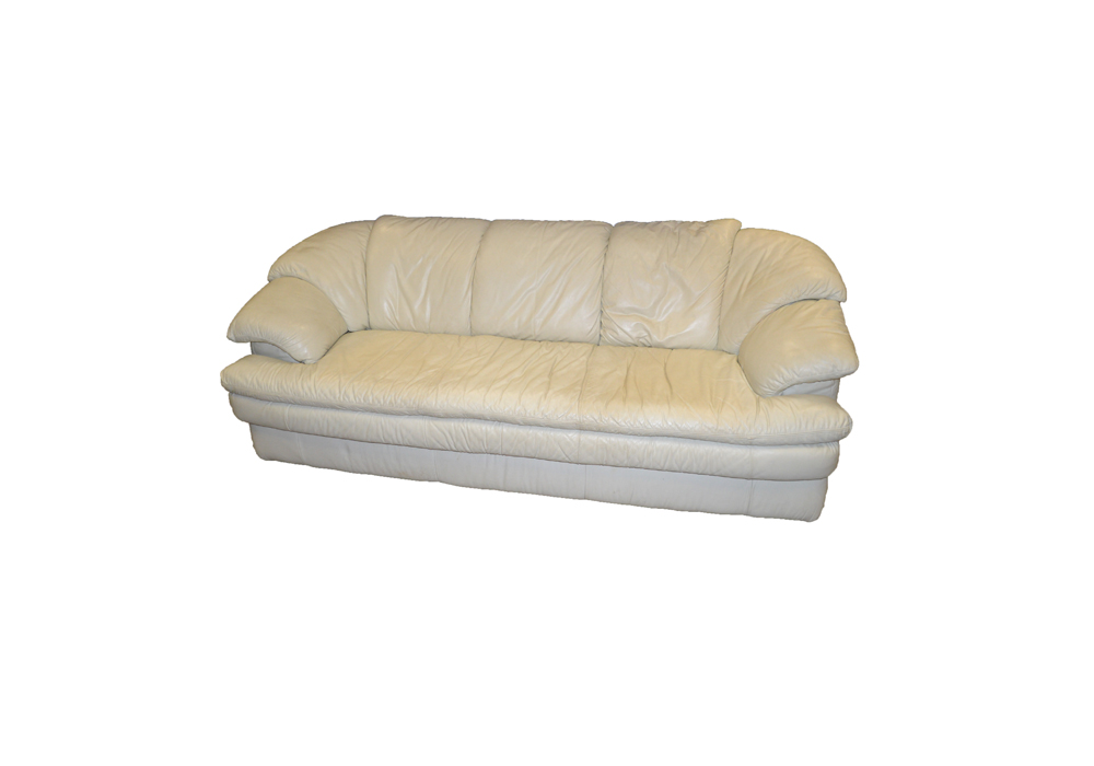 Cream Colored Leather Sofa