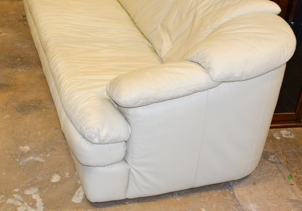 Cream Colored Leather Sofa