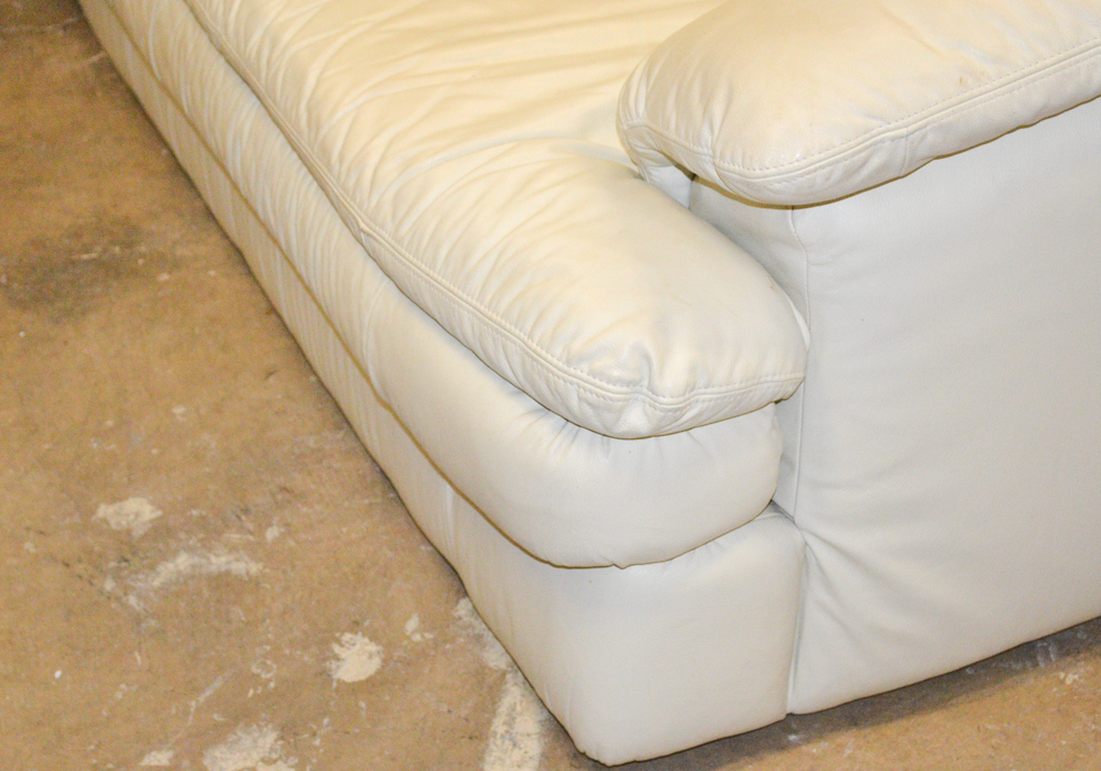 Cream Colored Leather Sofa
