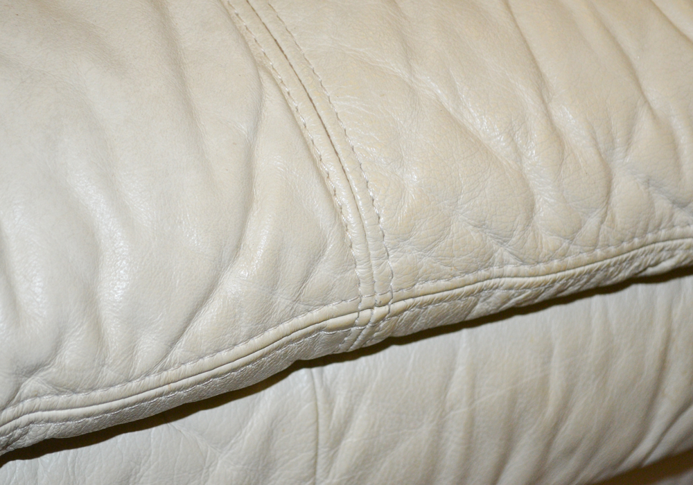 Cream Colored Leather Sofa