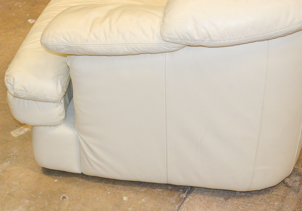 Cream Colored Leather Sofa