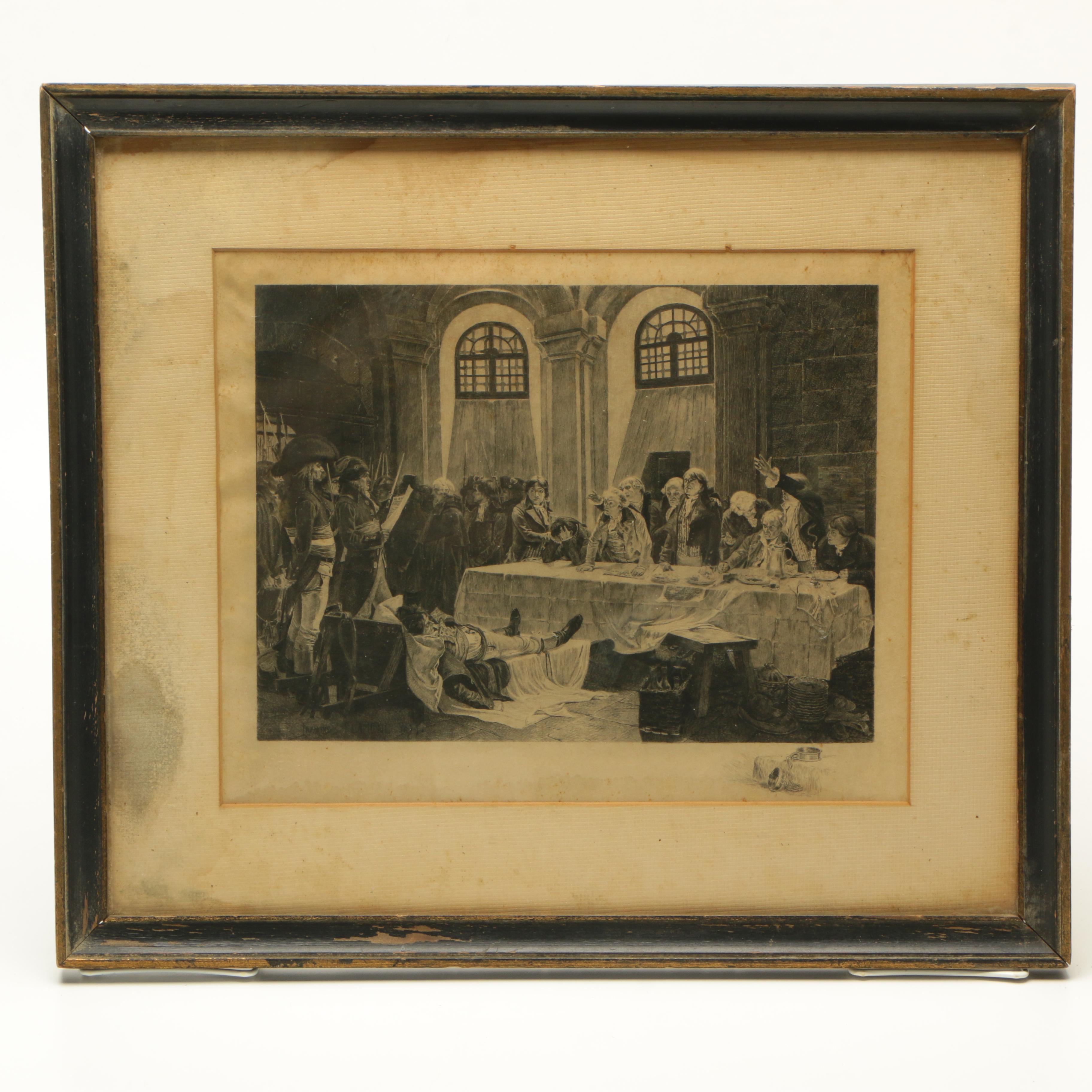 François Flameng Engraving "Robespierre's Arrest"