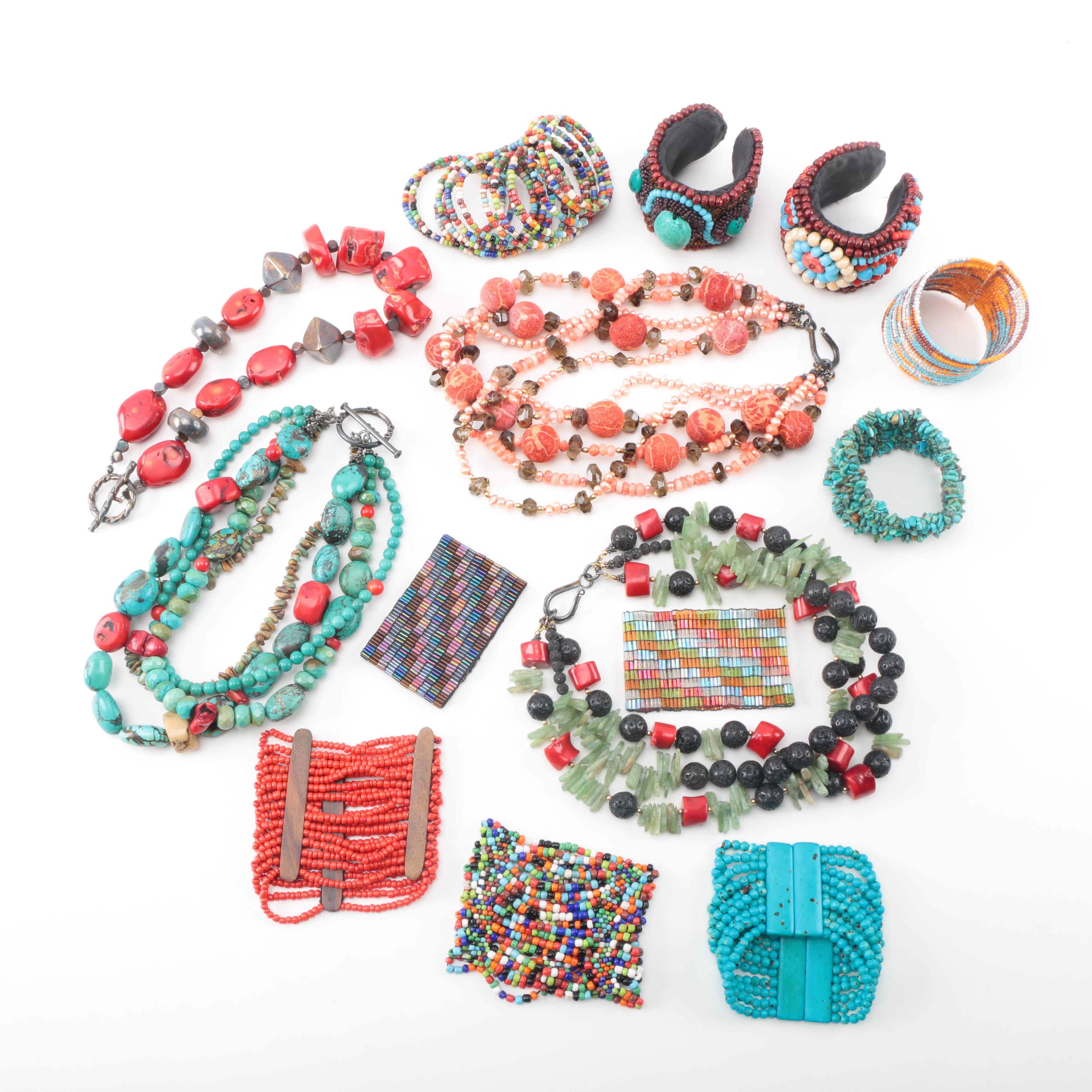 Necklaces and Bracelets With Gemstone, Wood, and Glass Beads