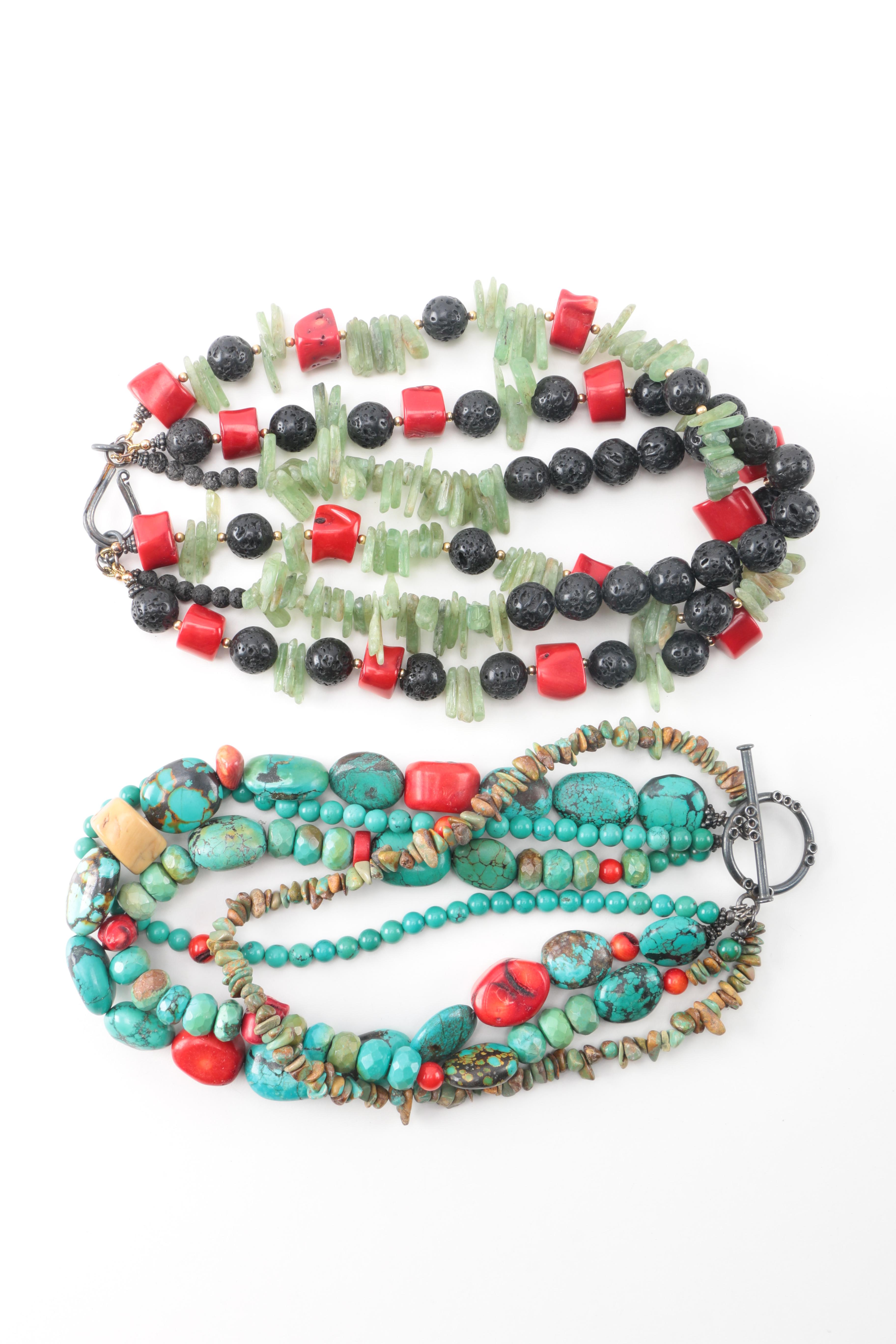 Necklaces and Bracelets With Gemstone, Wood, and Glass Beads