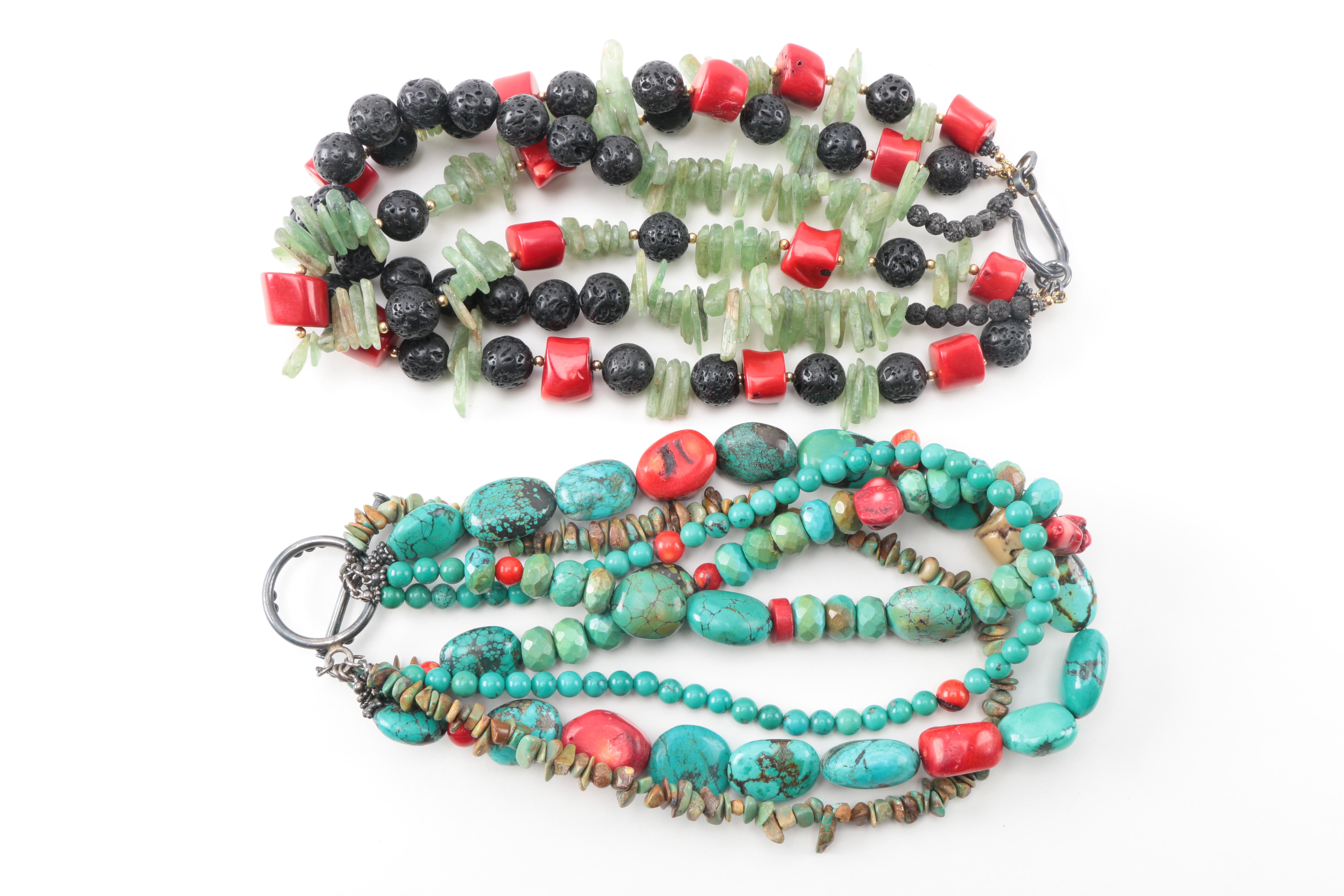 Necklaces and Bracelets With Gemstone, Wood, and Glass Beads