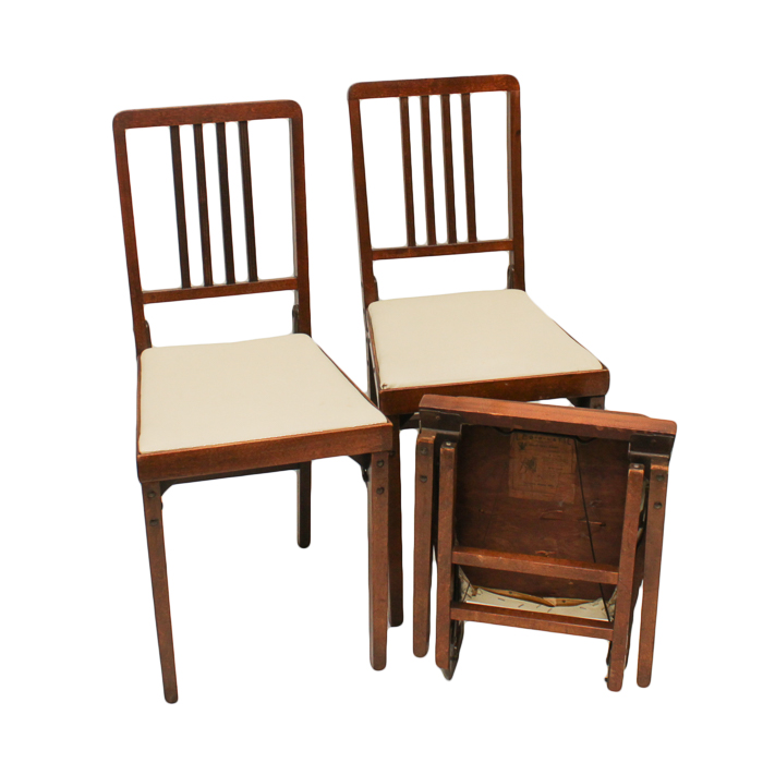 Vintage "Leg-O-Matic" Wooden Folding Chairs by Lorraine Metal Mfg. Co.