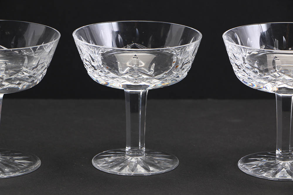 Set of Six Waterford Crystal "Lismore" Champagne Tall Sherbet Goblets