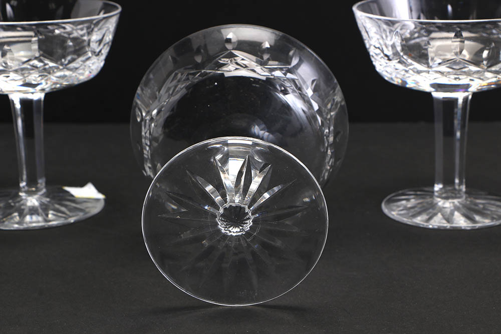 Set of Six Waterford Crystal "Lismore" Champagne Tall Sherbet Goblets