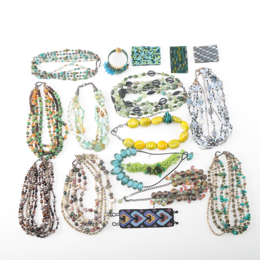 Gemstone and Glass Bead Necklaces and Bracelets