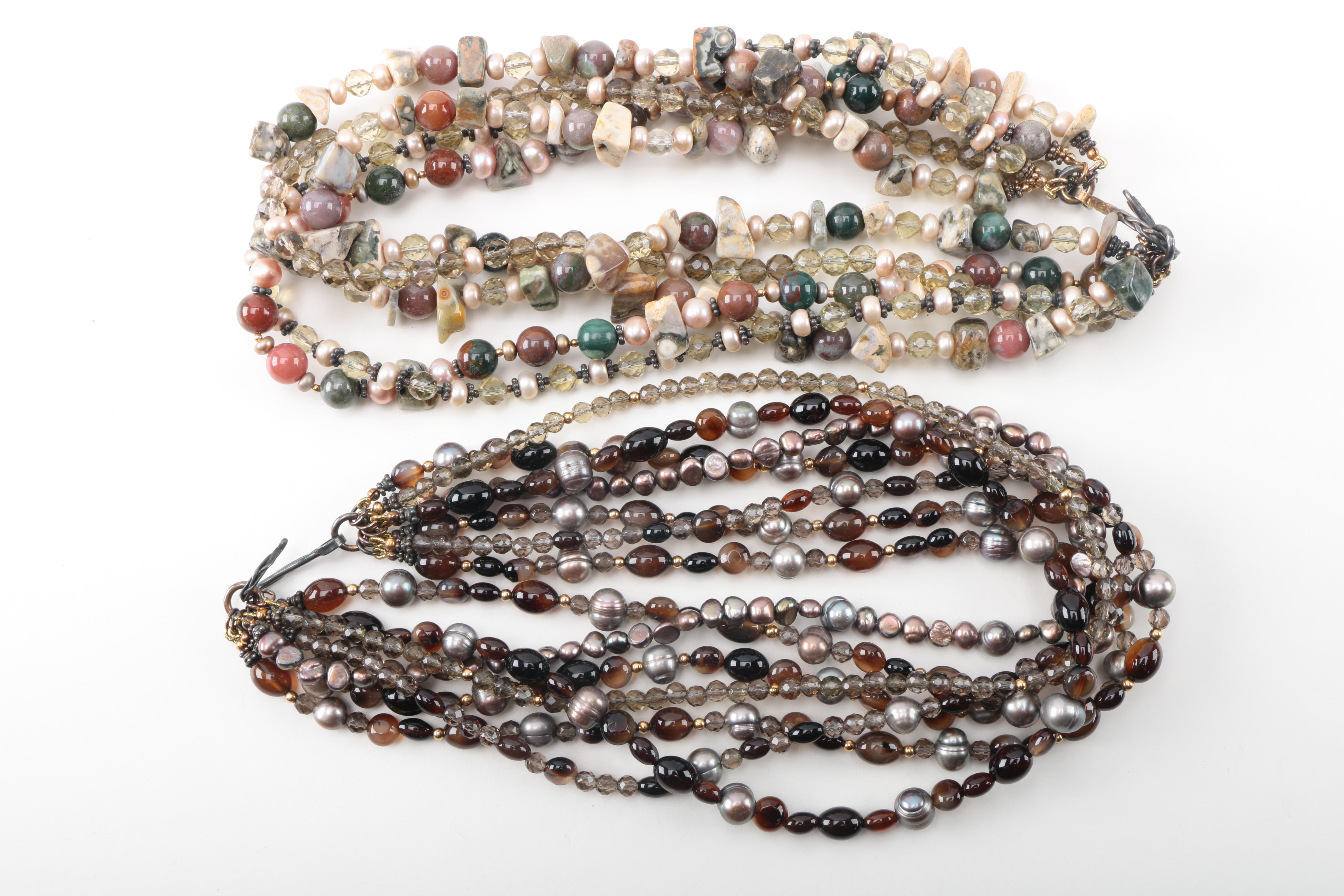 Gemstone and Glass Bead Necklaces and Bracelets