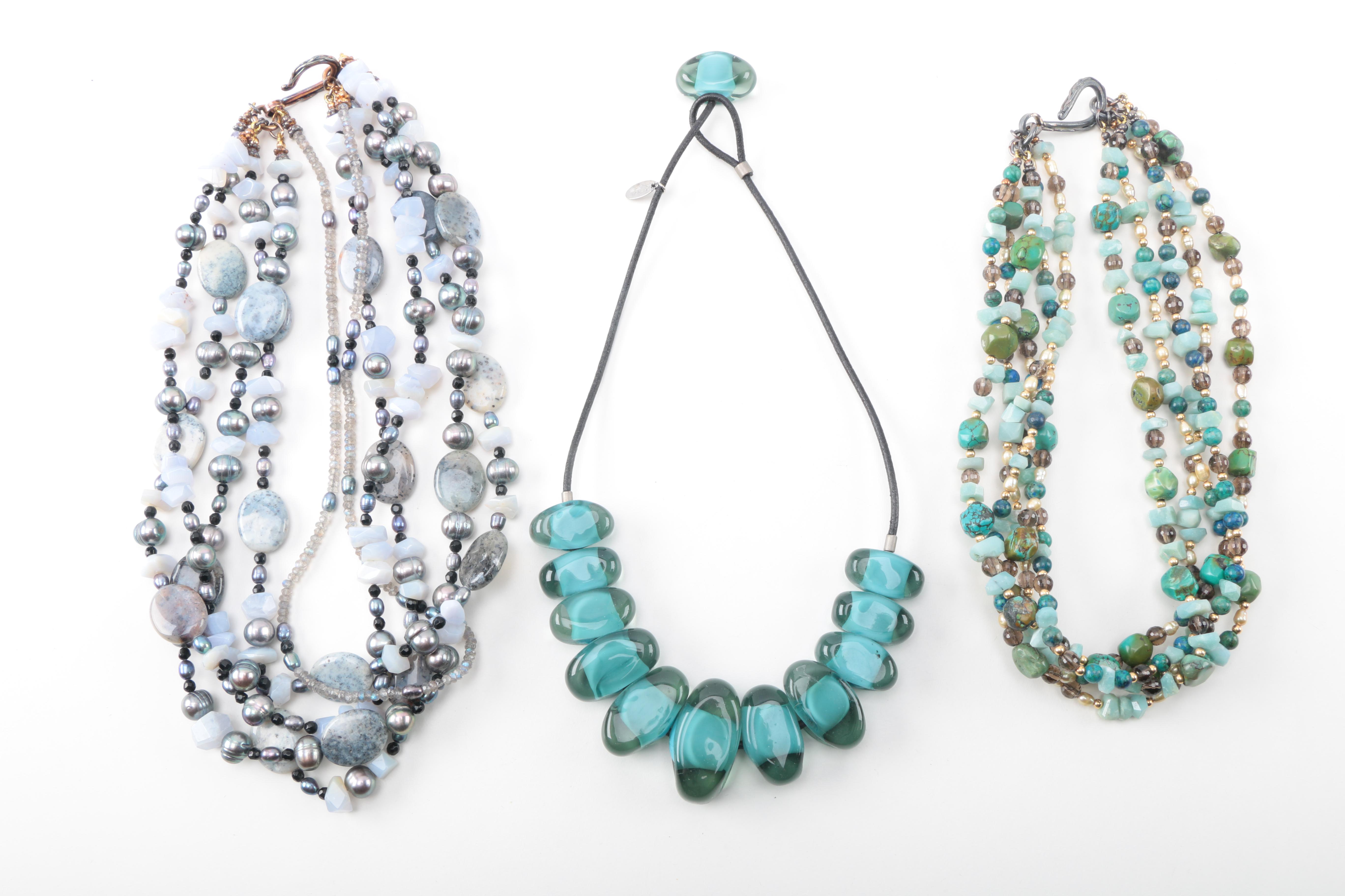 Gemstone and Glass Bead Necklaces and Bracelets