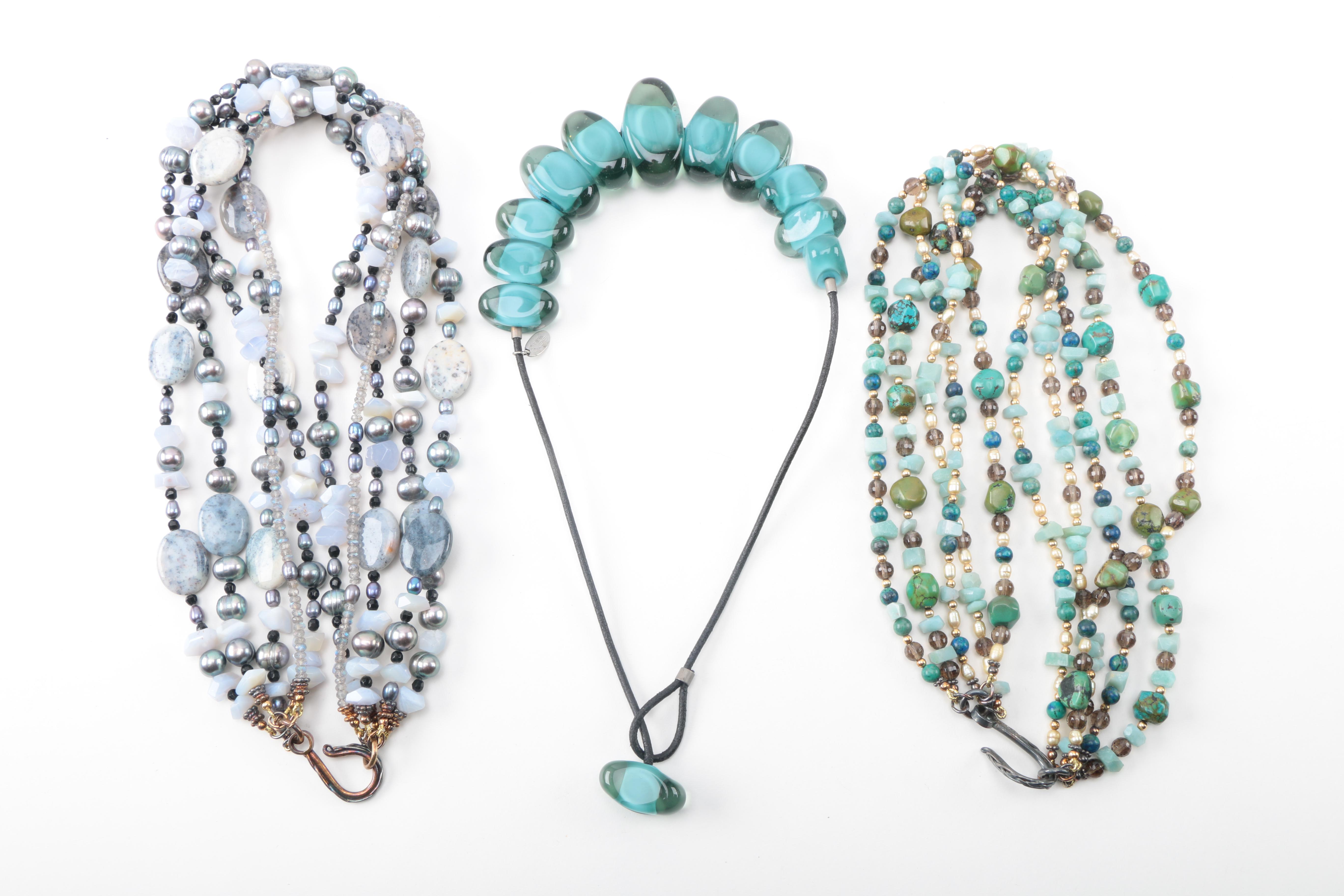 Gemstone and Glass Bead Necklaces and Bracelets