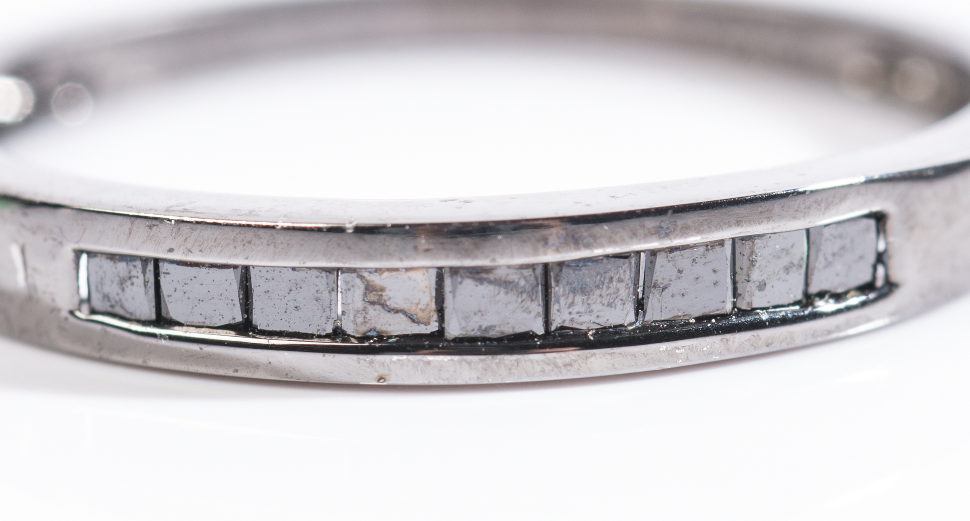 Blackened Sterling Silver Black Diamond Channel Set Band