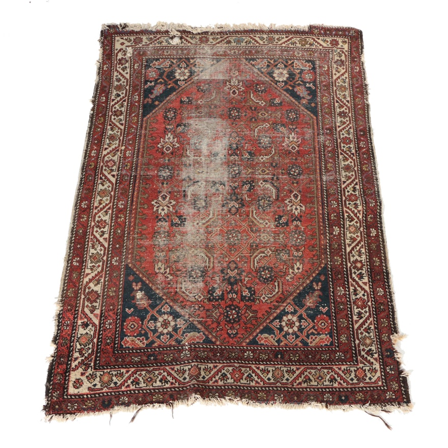 Antique Hand-Knotted Persian Bijar Area Rug