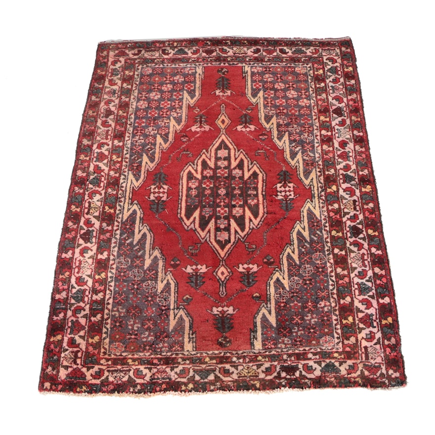 Hand-Knotted Persian Hamadan Mazlaghan Area Rug