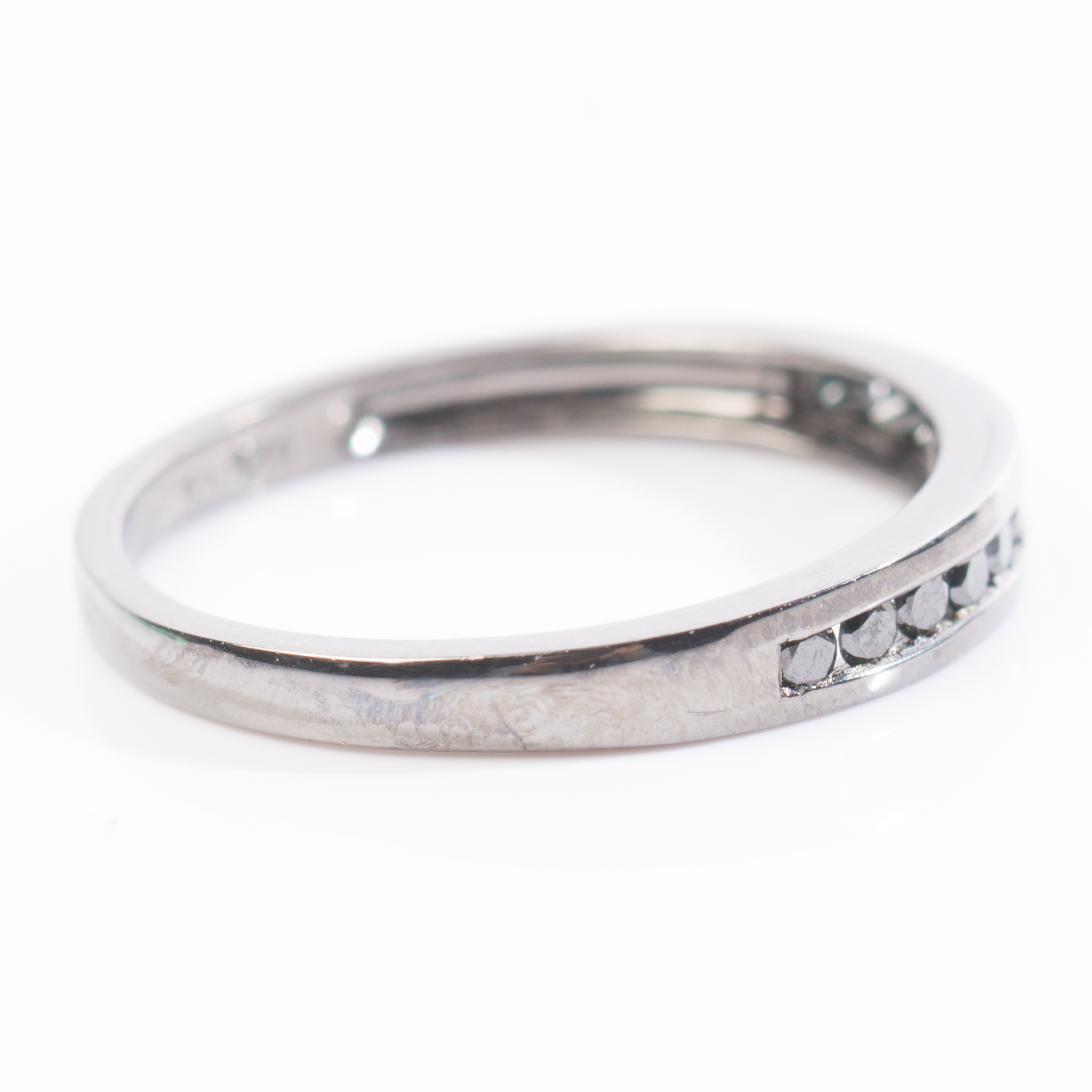 Blackened Sterling Silver Channel Set Diamond Band