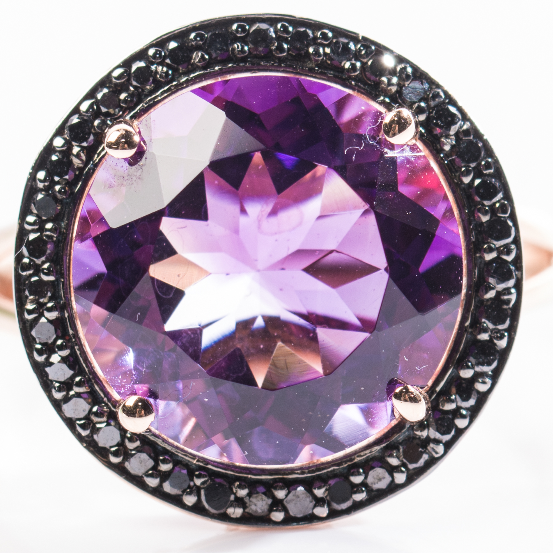 14K Rose Gold Amethyst and Diamond Halo Ring by EFFY