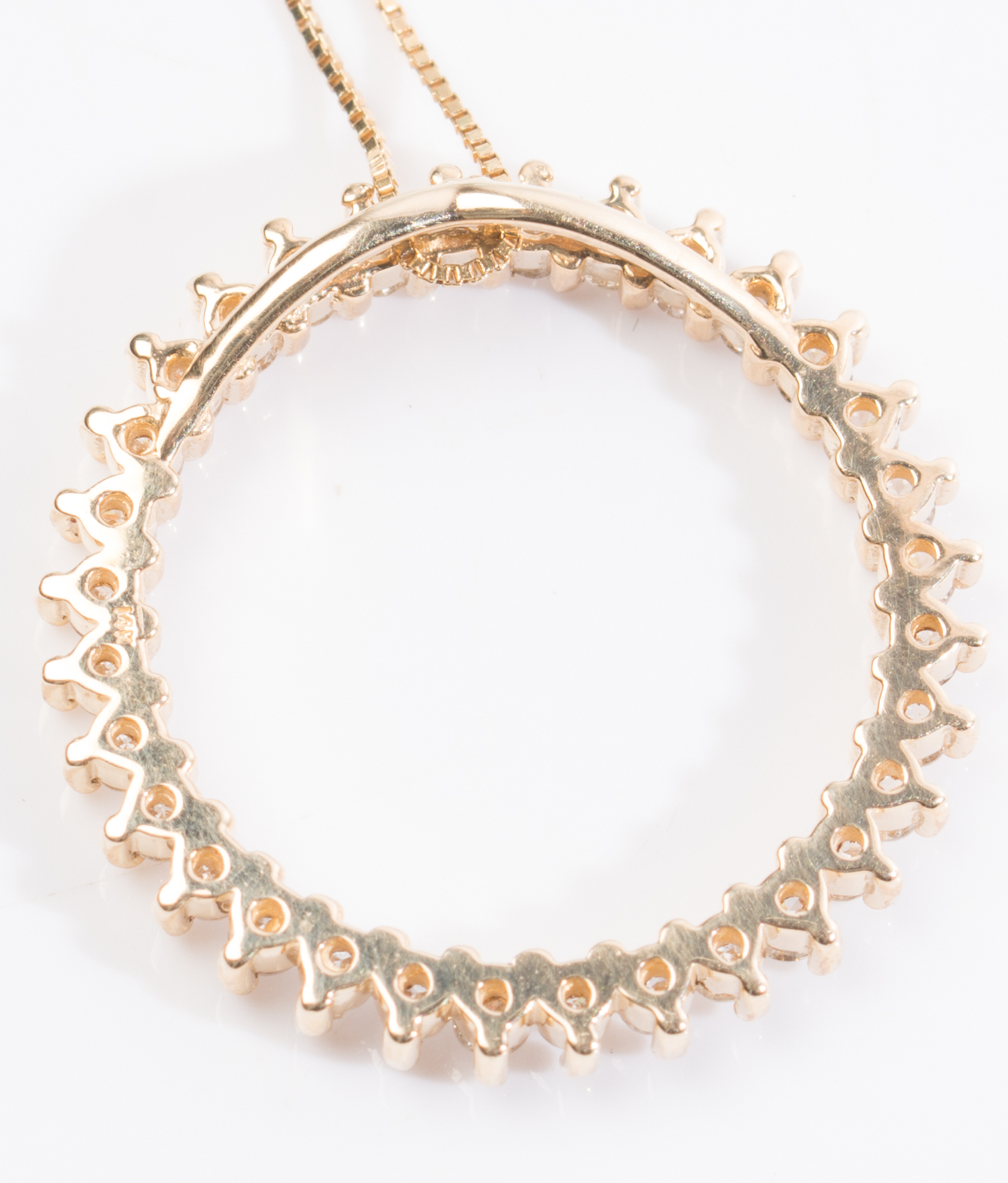 14K Yellow Gold 1.00 CTW Diamond Circle Pendant